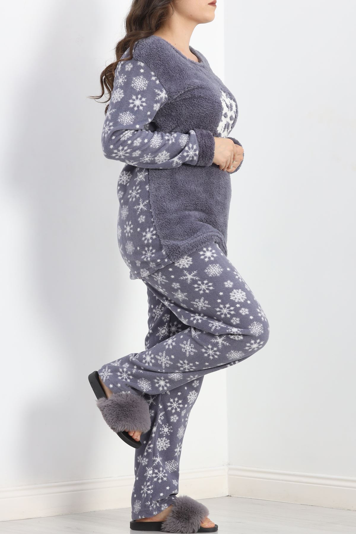 Battal Polar Pijama Takımı Füme