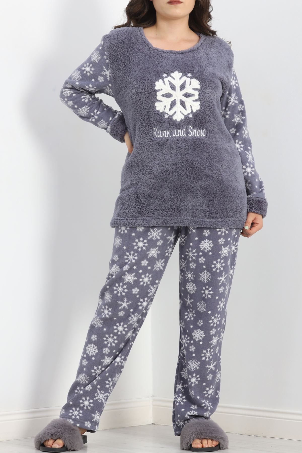 Battal Polar Pijama Takımı Füme