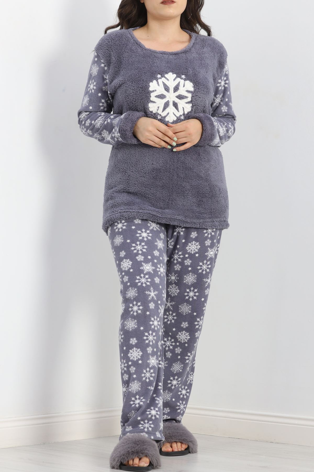 Battal Polar Pijama Takımı Füme