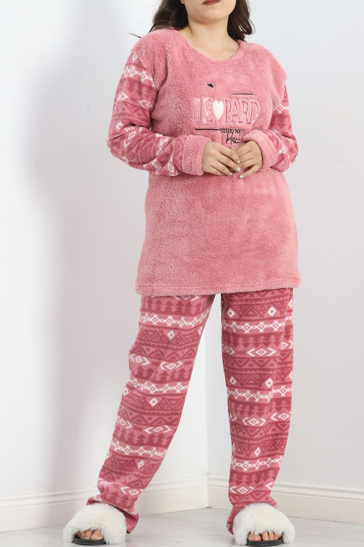 Battal Polar Pijama Takımı Pembe