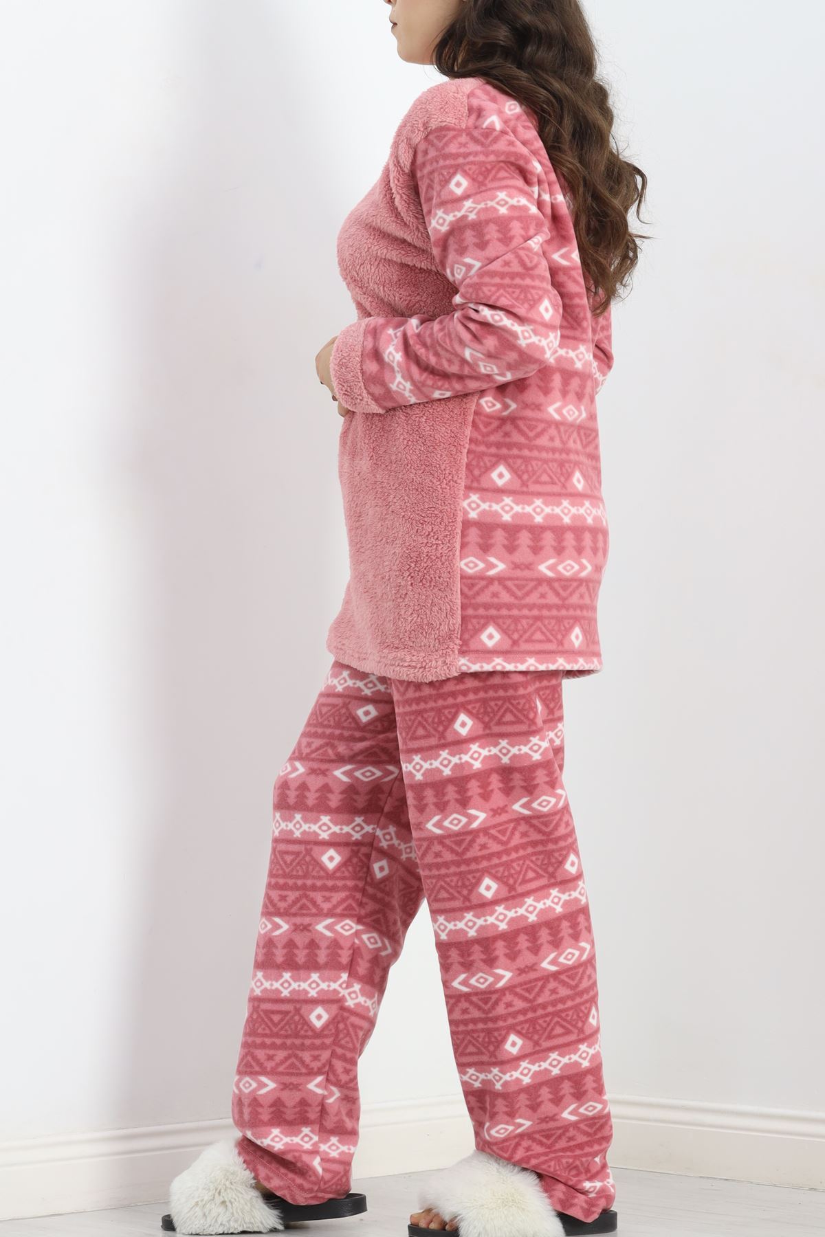 Battal Polar Pijama Takımı Pembe