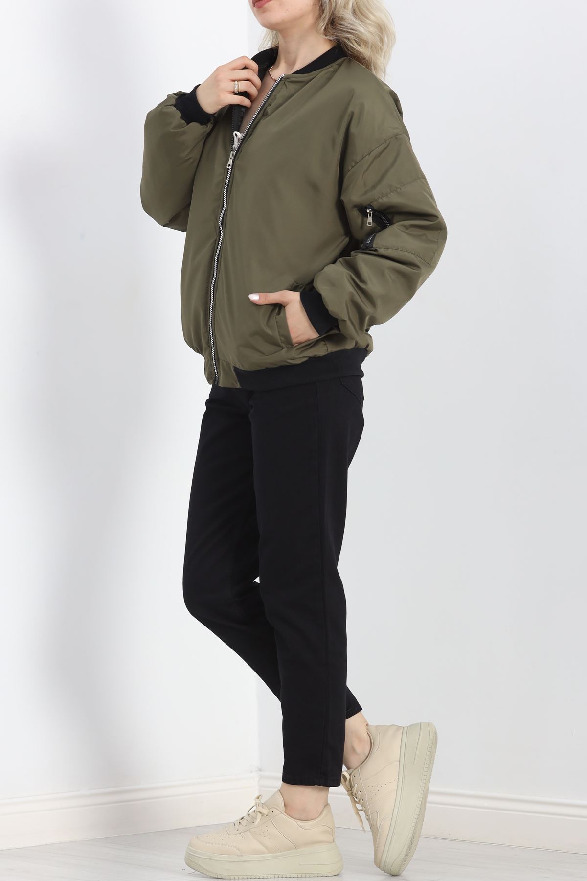 Unisex Bomber Ceket Haki