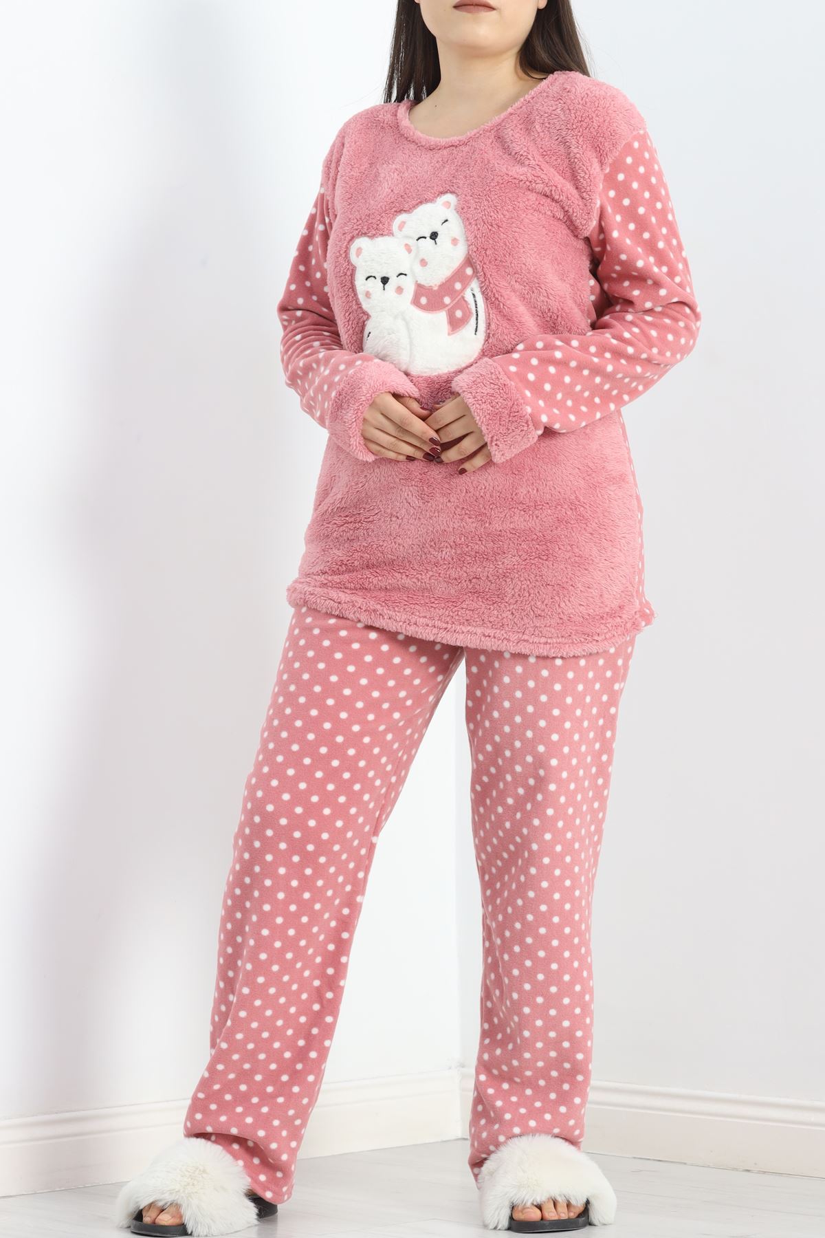 Battal Polar Pijama Takımı Pembe1