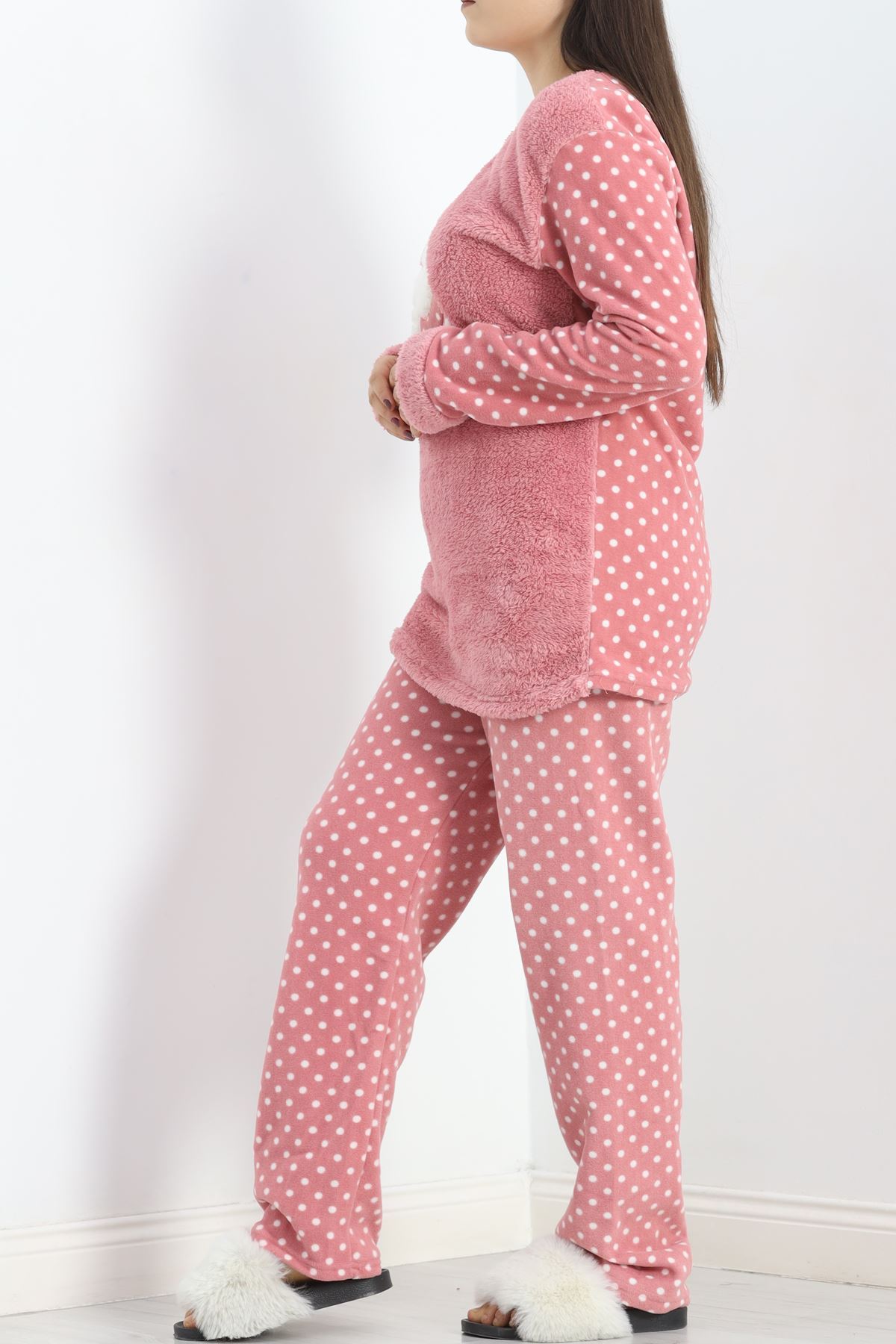 Battal Polar Pijama Takımı Pembe1