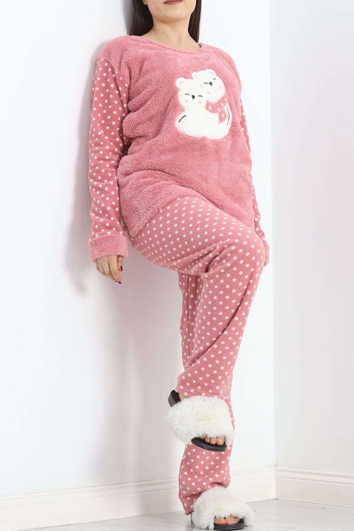 Battal Polar Pijama Takımı Pembe1