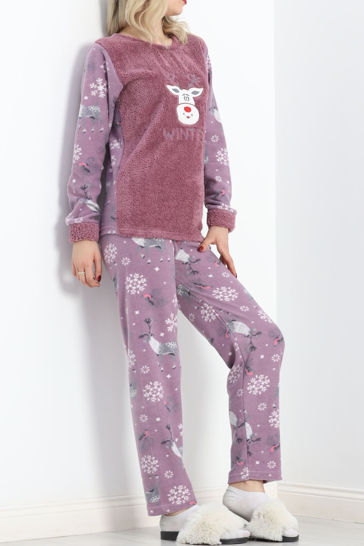 Peluş Polar Pijama Takımı Lilagri