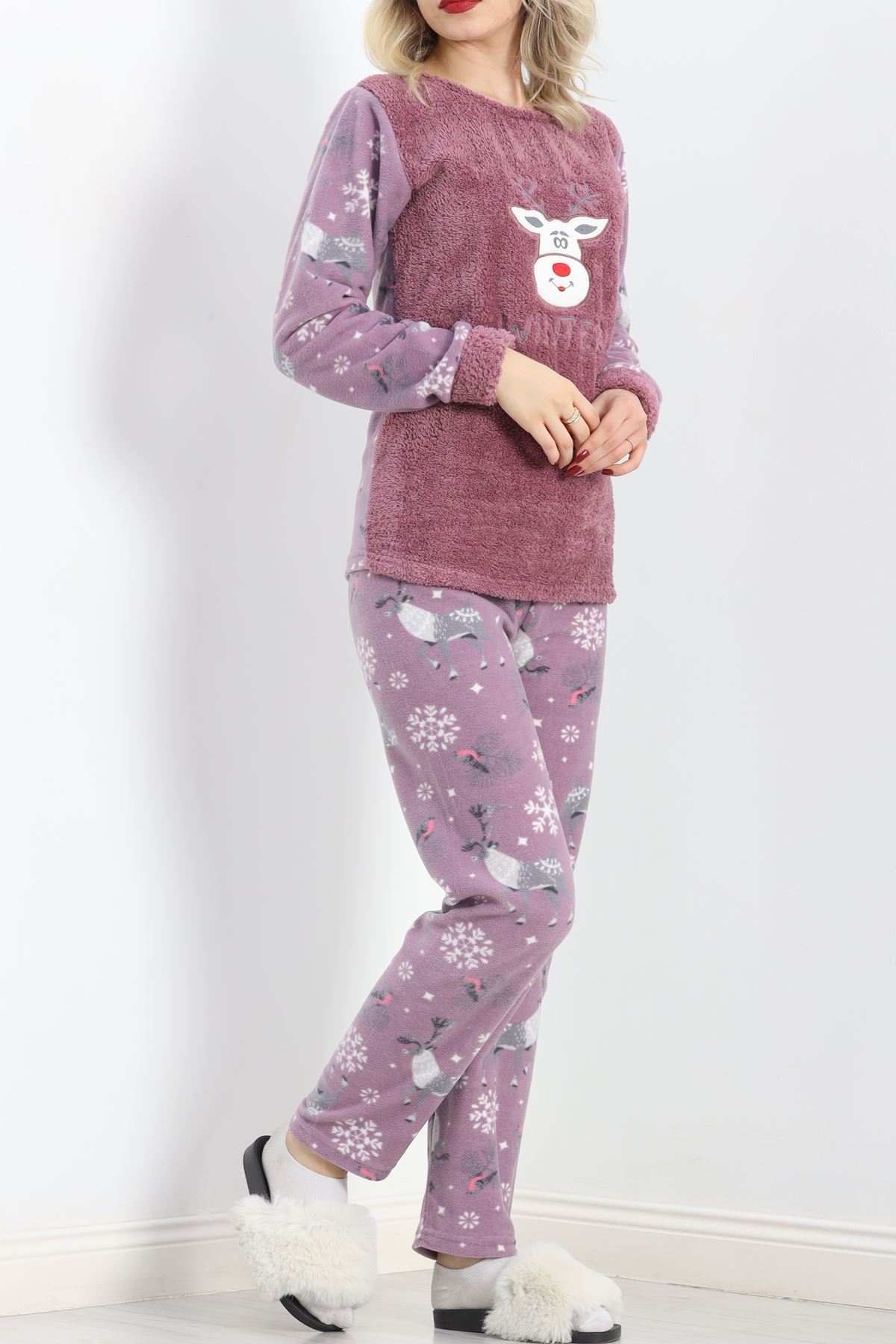 Peluş Polar Pijama Takımı Lilagri