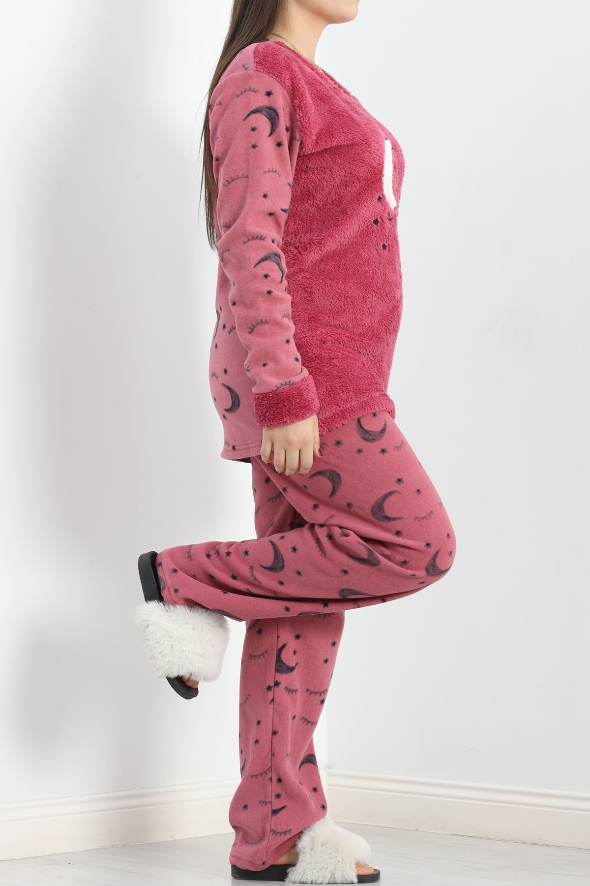 Battal Polar Pijama Takımı Fuşya