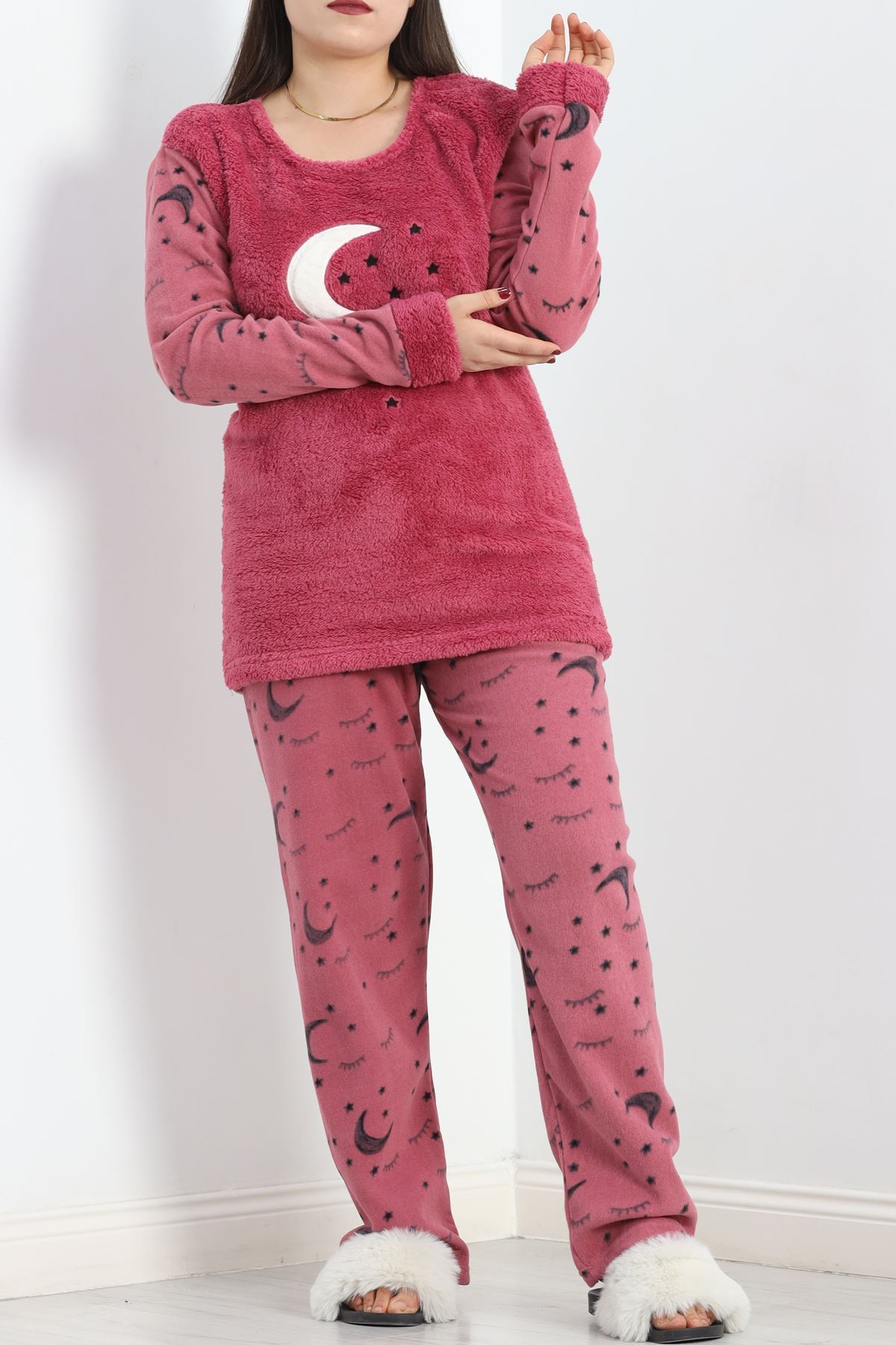 Battal Polar Pijama Takımı Fuşya