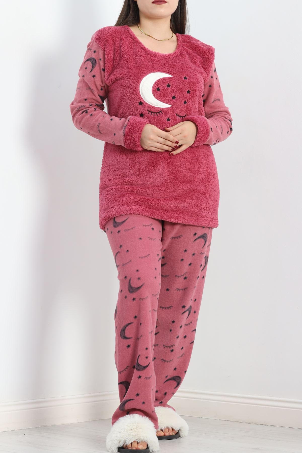 Battal Polar Pijama Takımı Fuşya