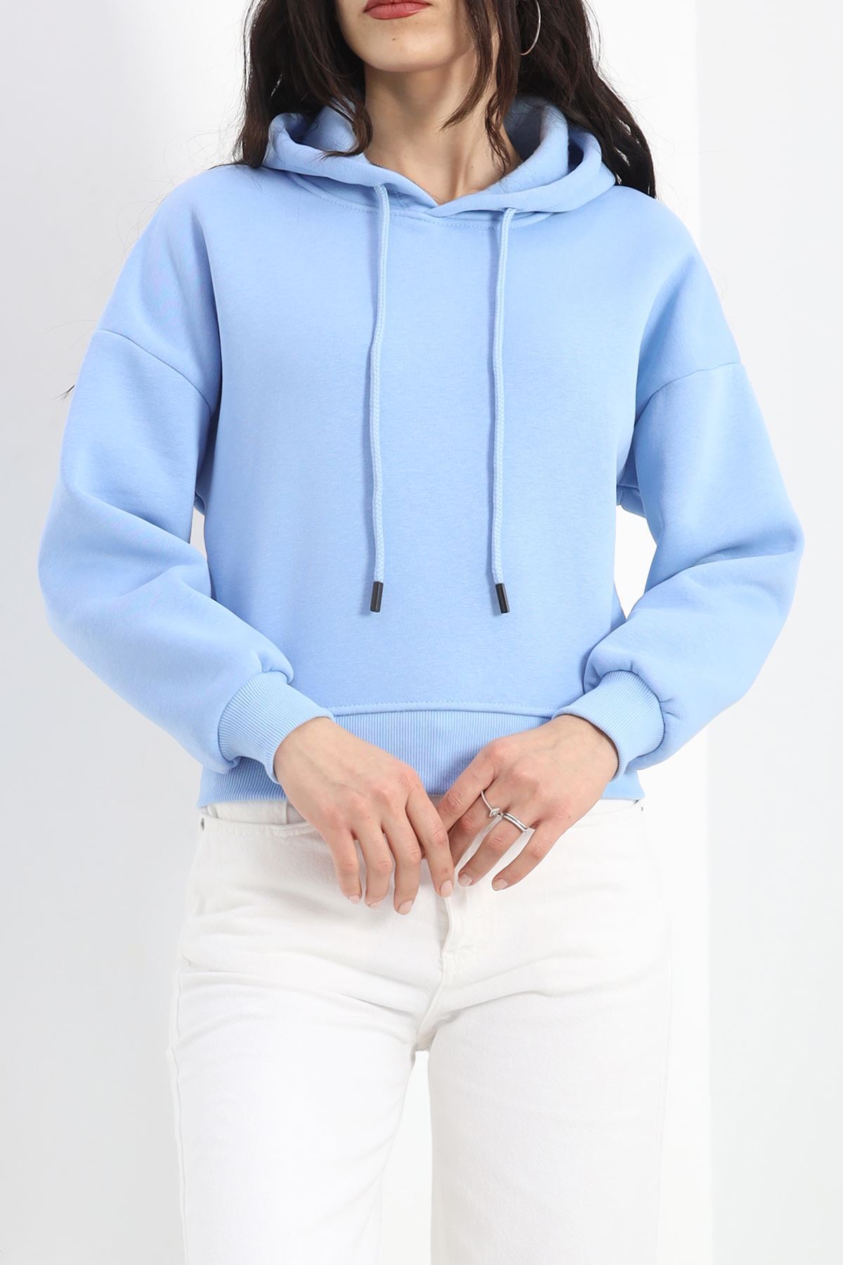 3 İplik Kapşonlu Crop Sweat Bebemavi