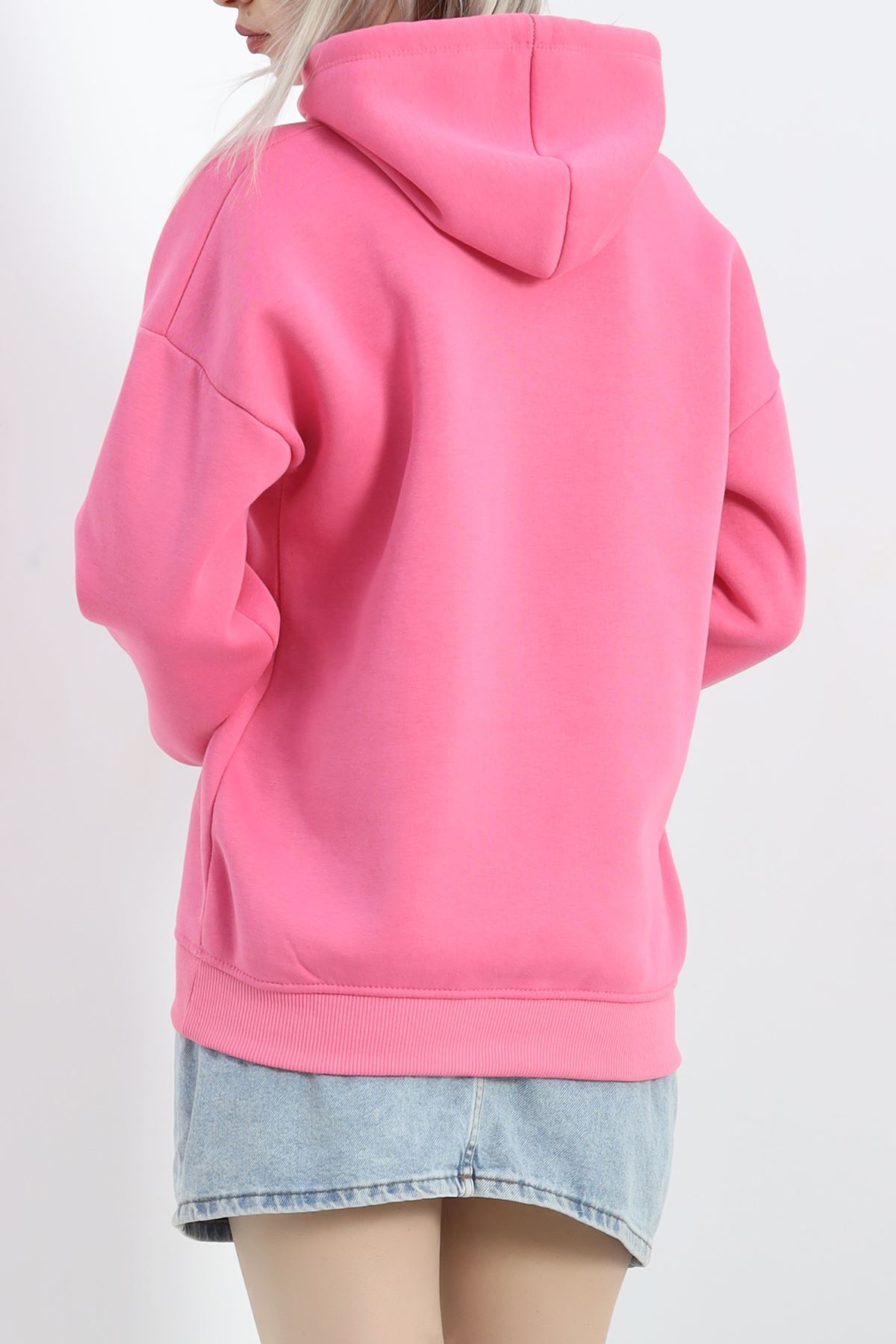 Kapşonlu Basic Sweat Pembe