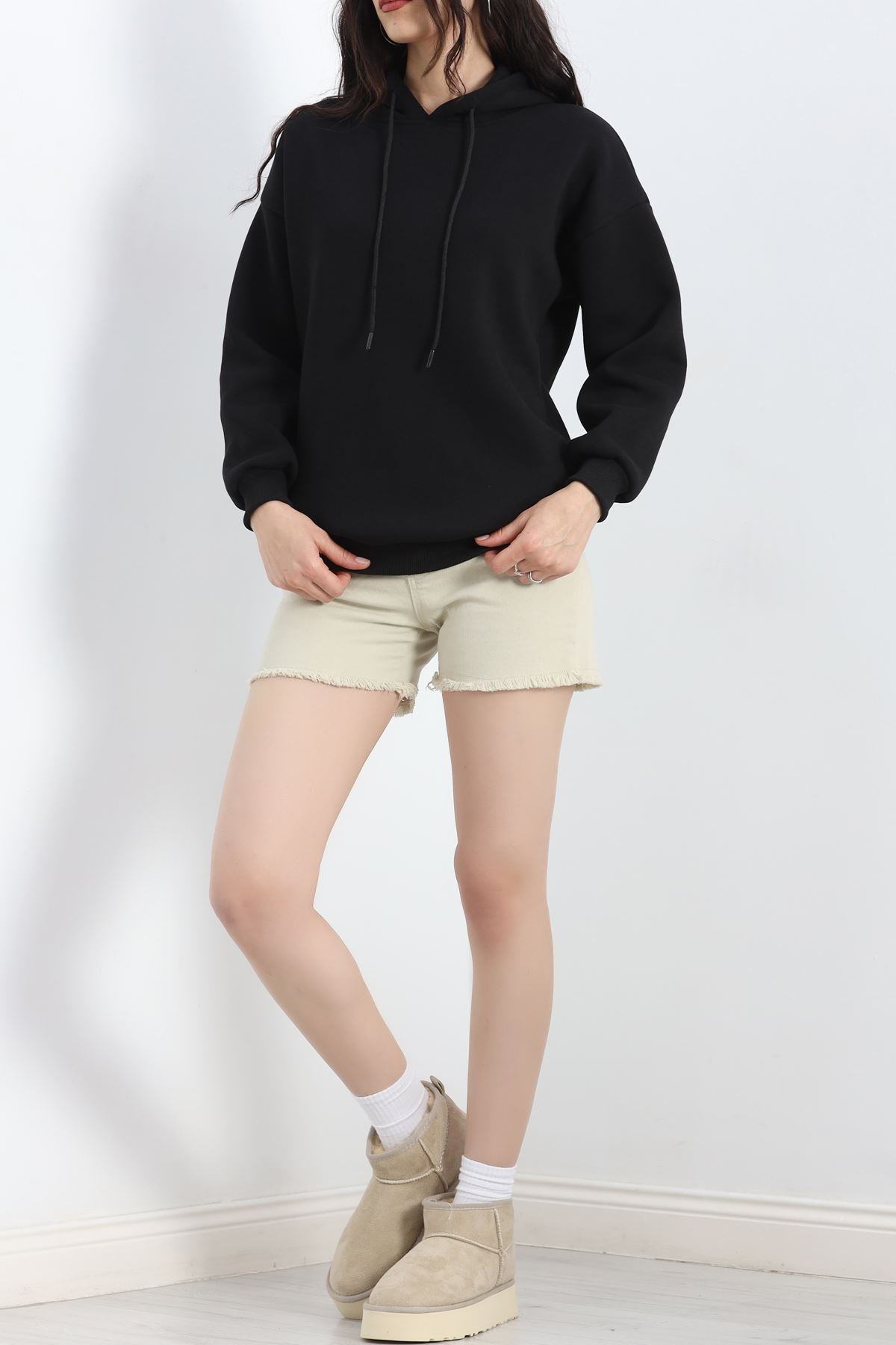 Kapşonlu Basic Sweat Siyah