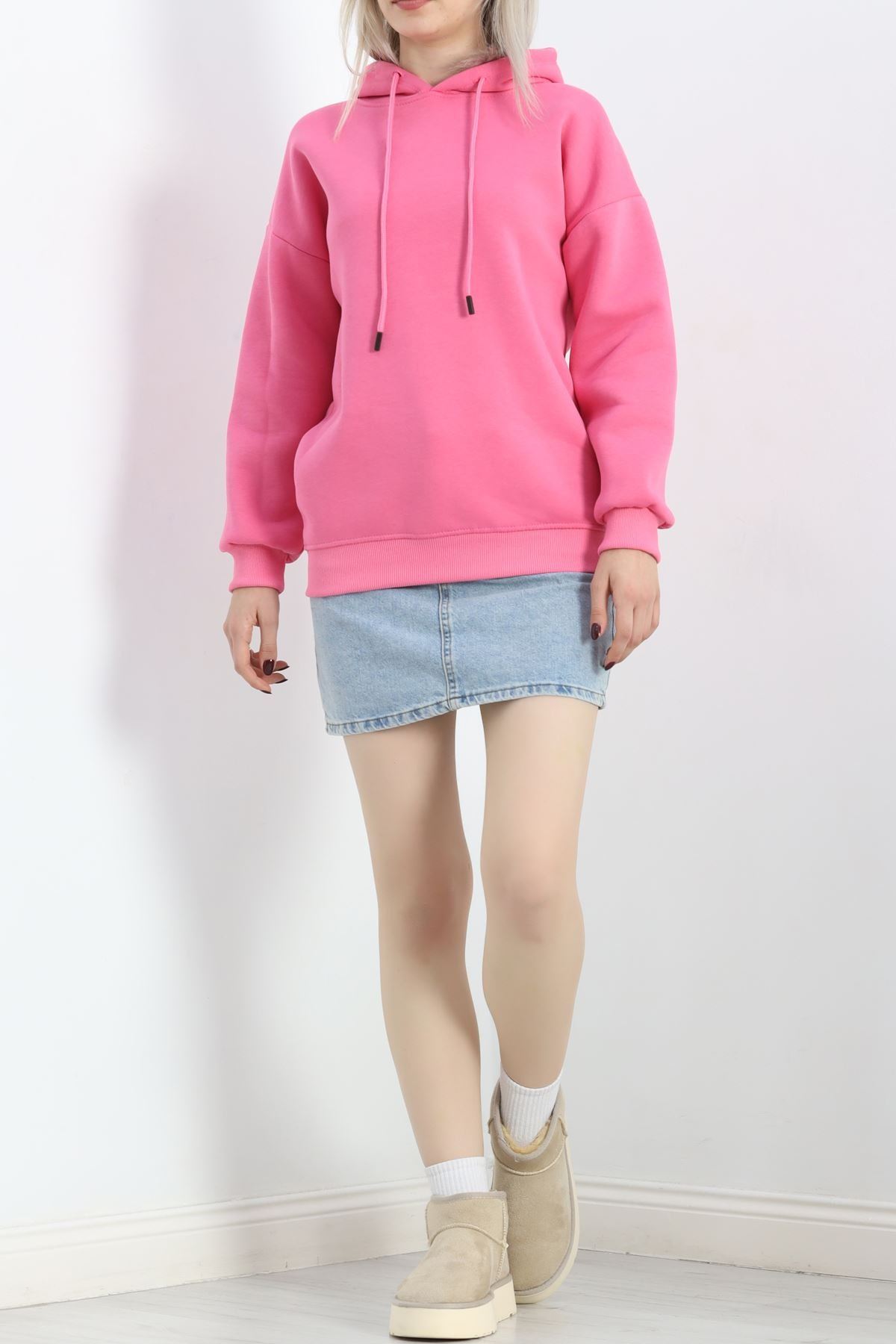 Kapşonlu Basic Sweat Pembe