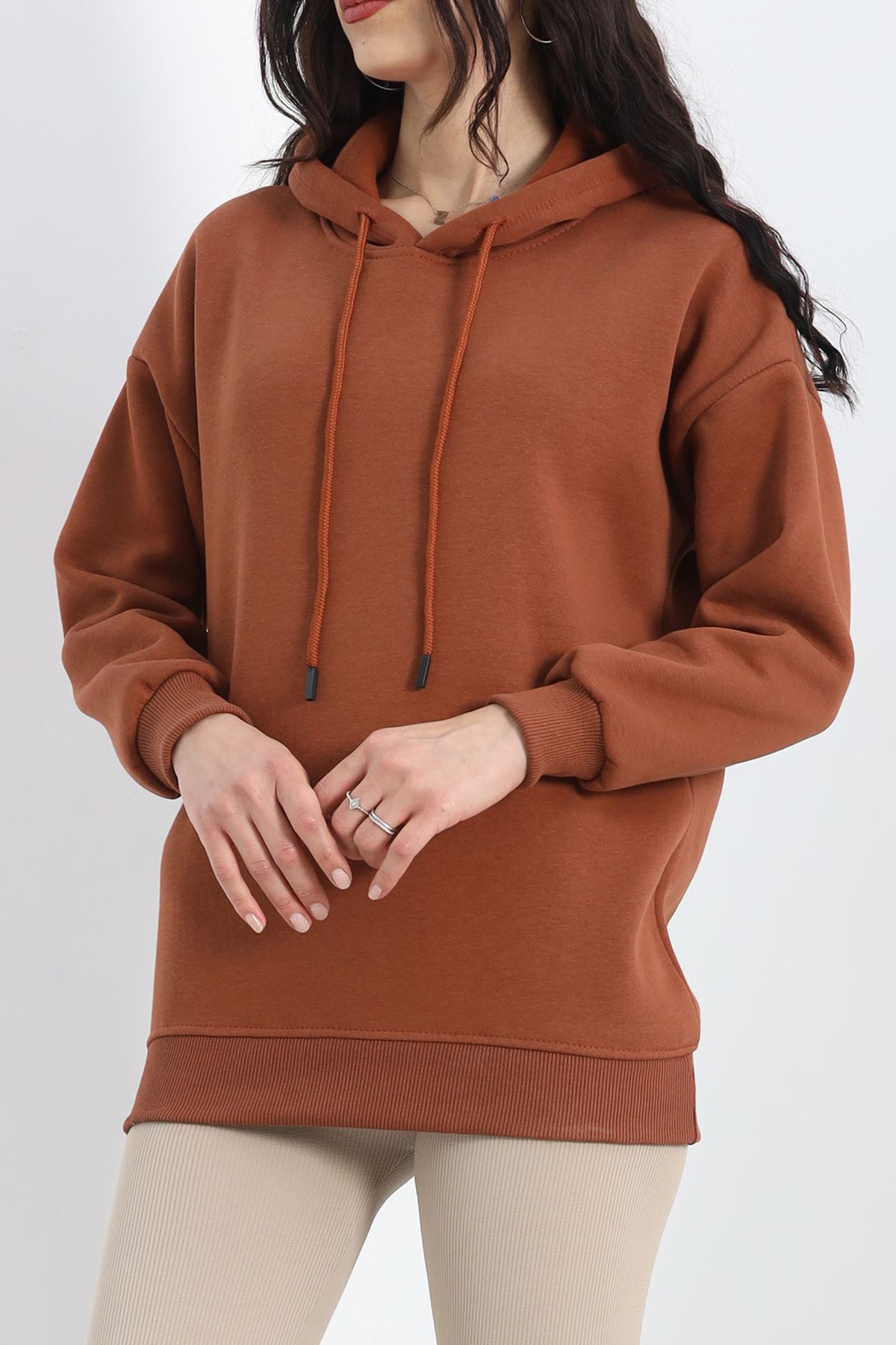 Kapşonlu Basic Sweat Kahve