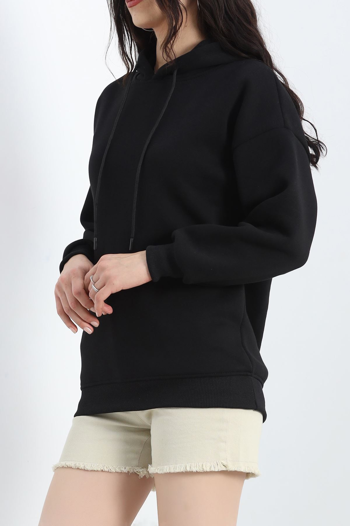 Kapşonlu Basic Sweat Siyah