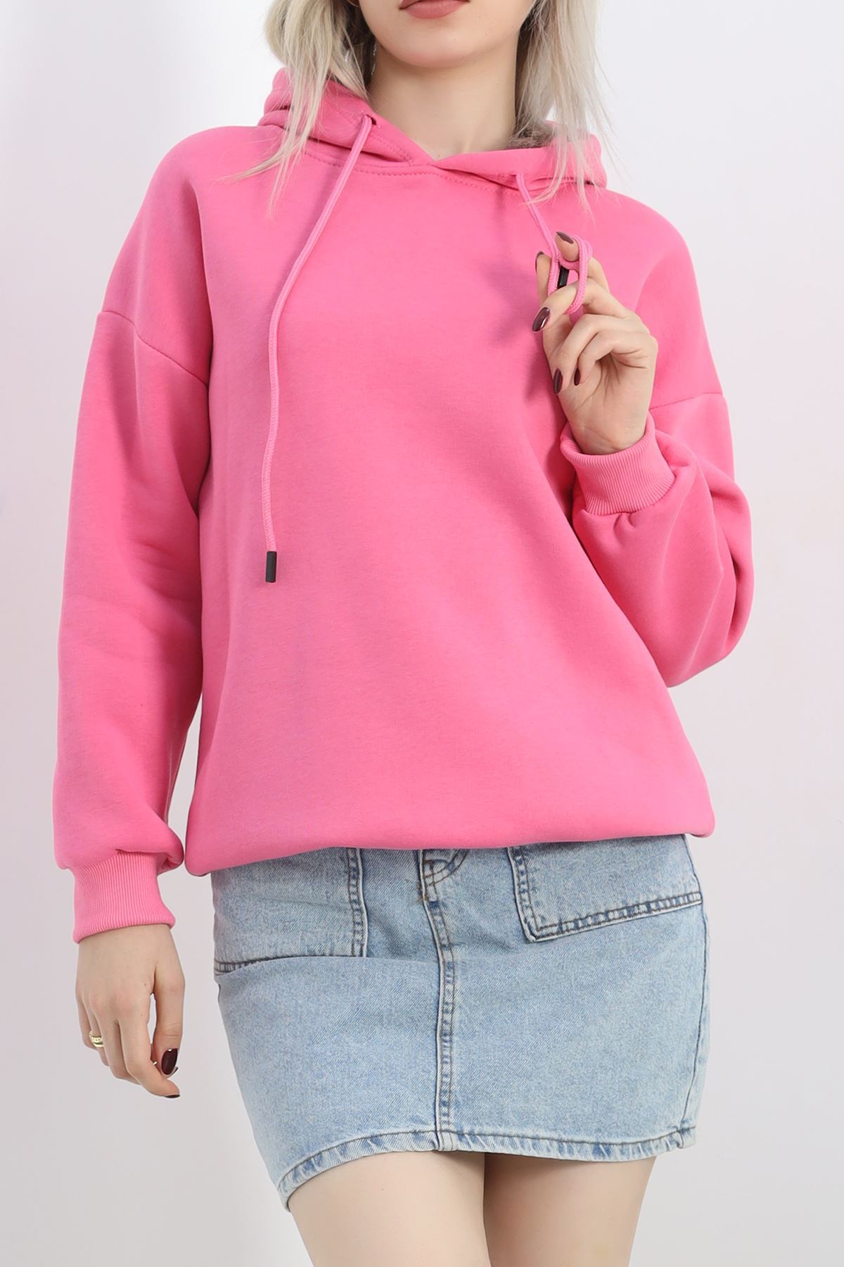 Kapşonlu Basic Sweat Pembe