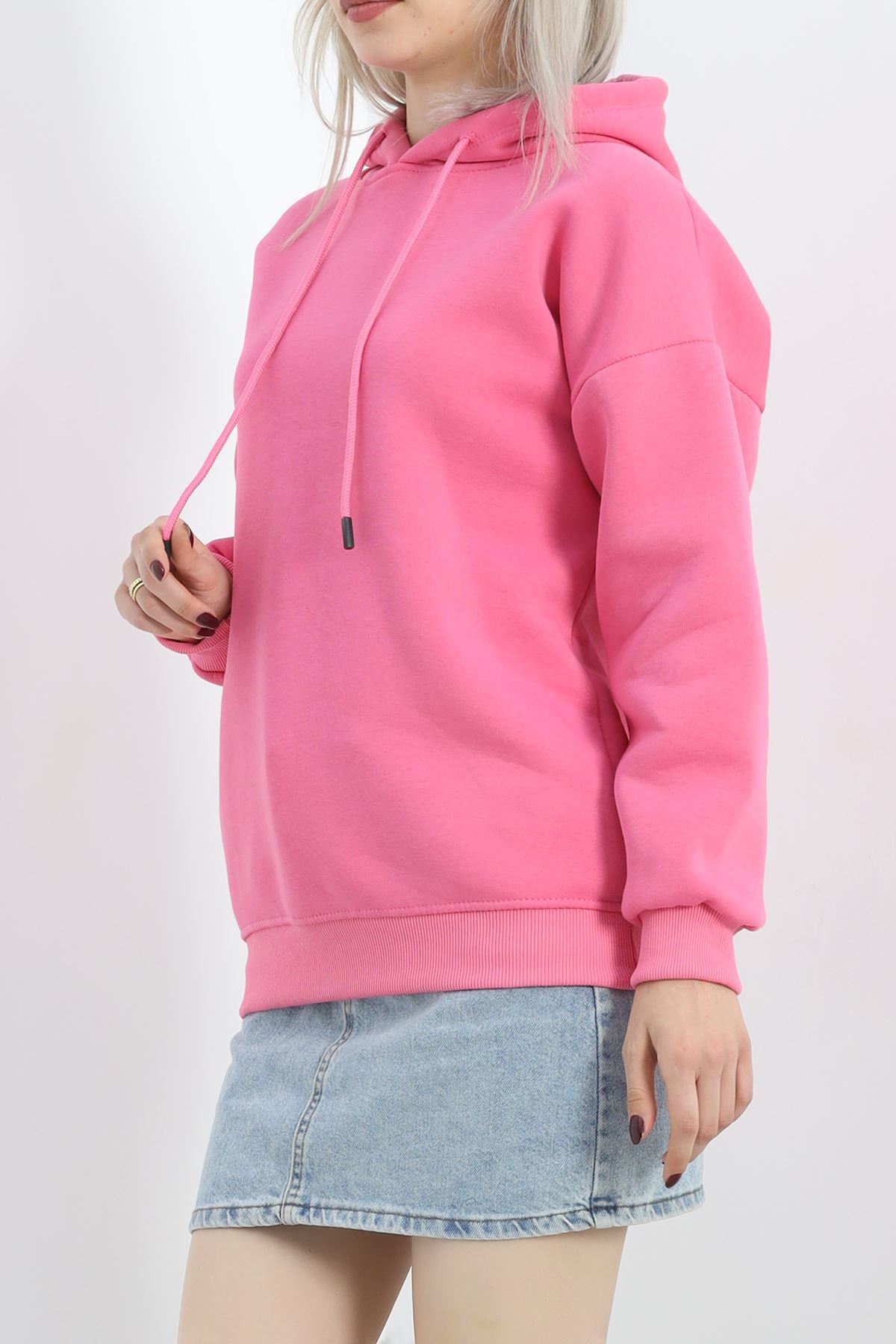 Kapşonlu Basic Sweat Pembe