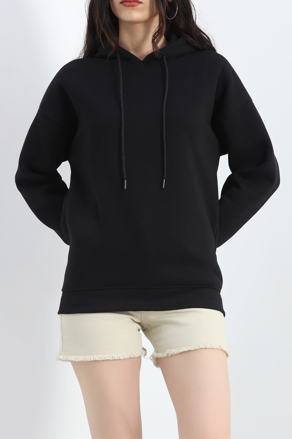 Kapşonlu Basic Sweat Siyah