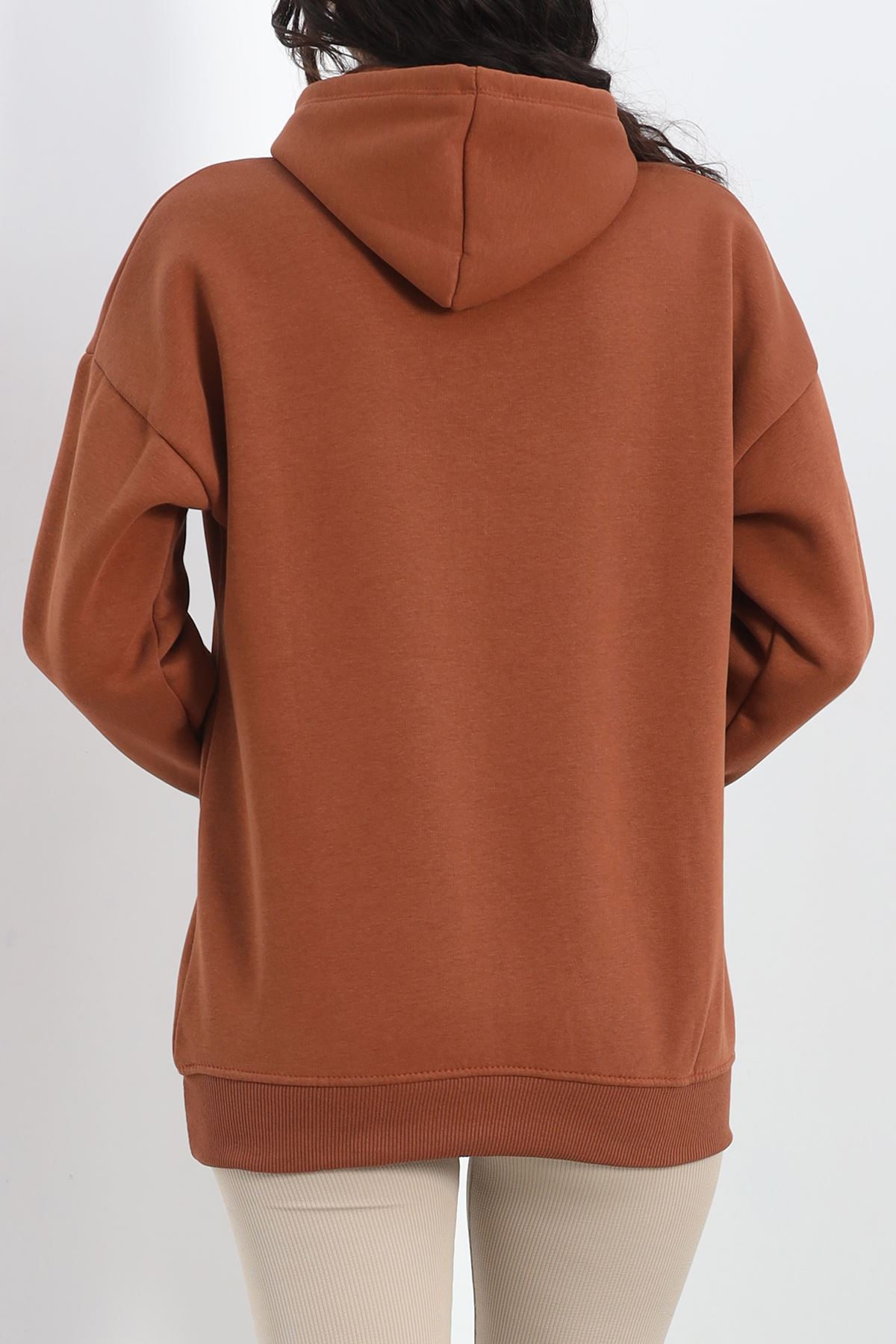 Kapşonlu Basic Sweat Kahve