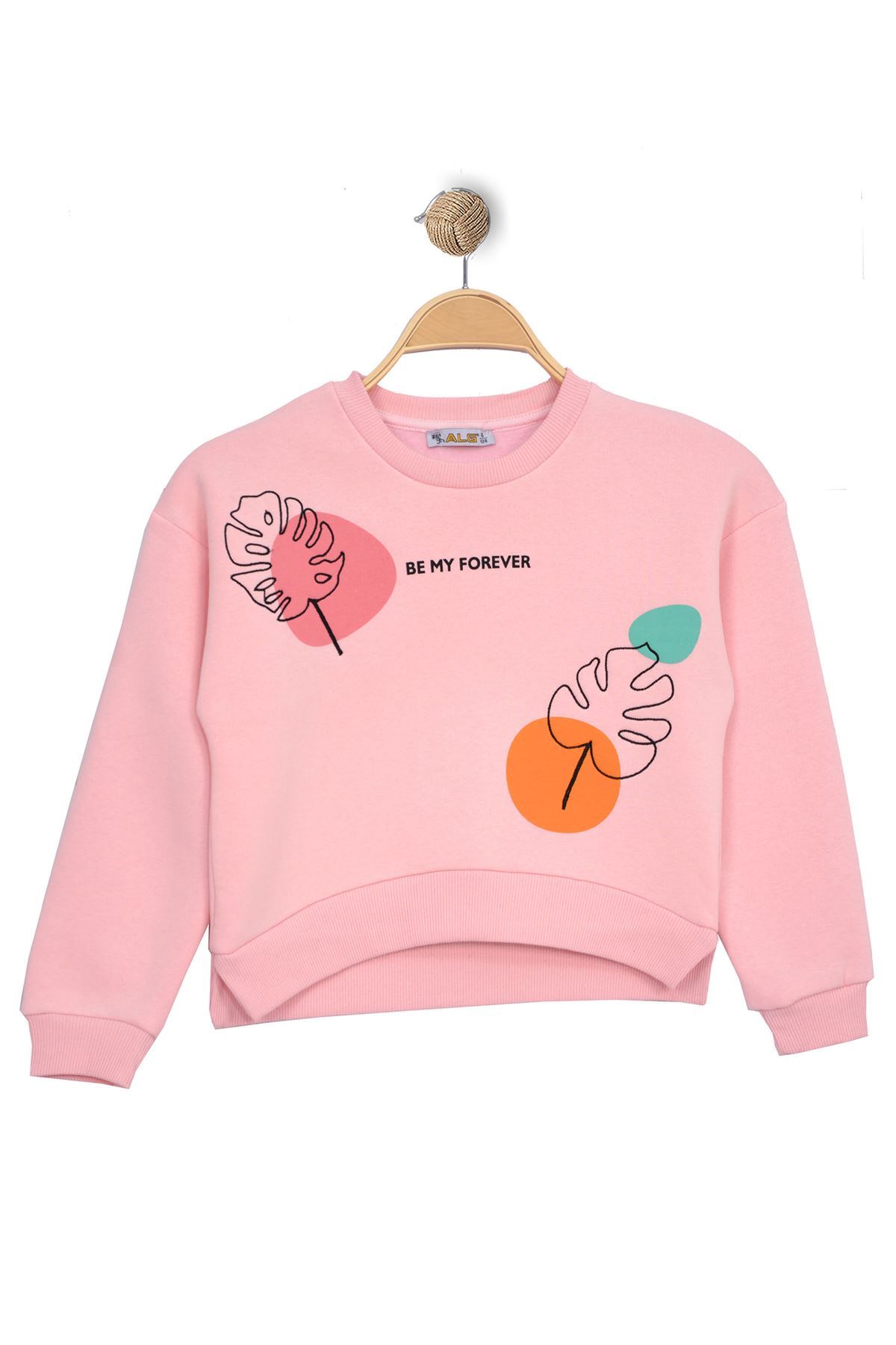 8-12 Yaş Üç İplik Çocuk Sweat Pembe