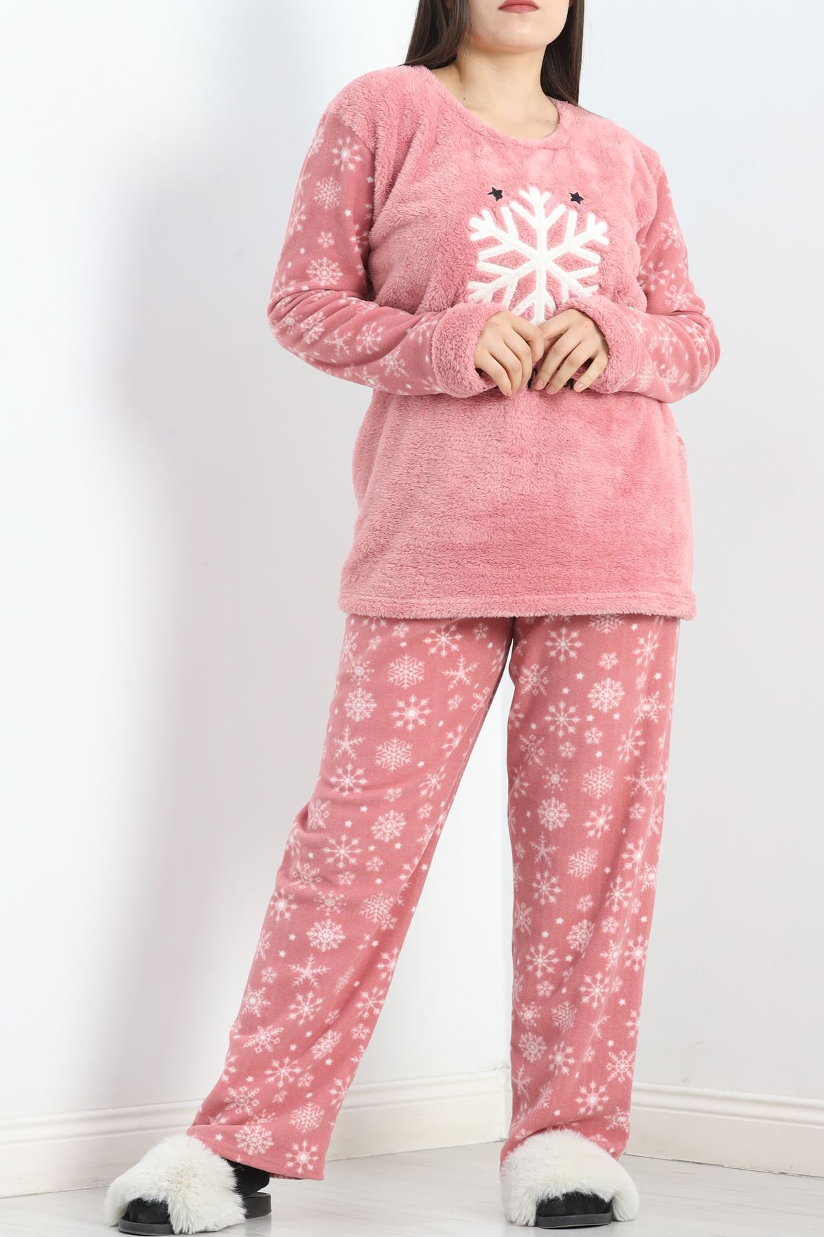 Battal Polar Pijama Takımı Pembe2