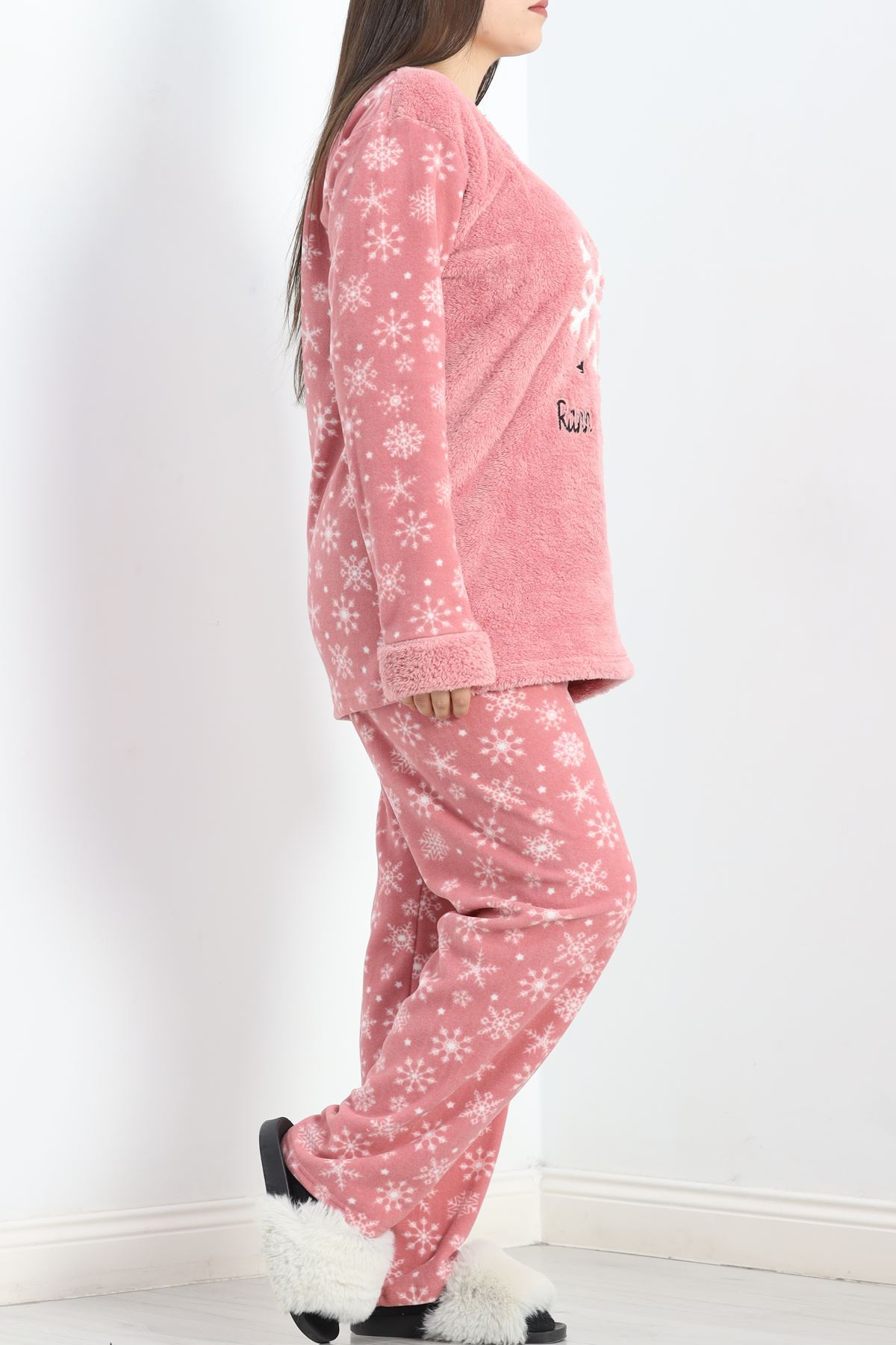 Battal Polar Pijama Takımı Pembe2