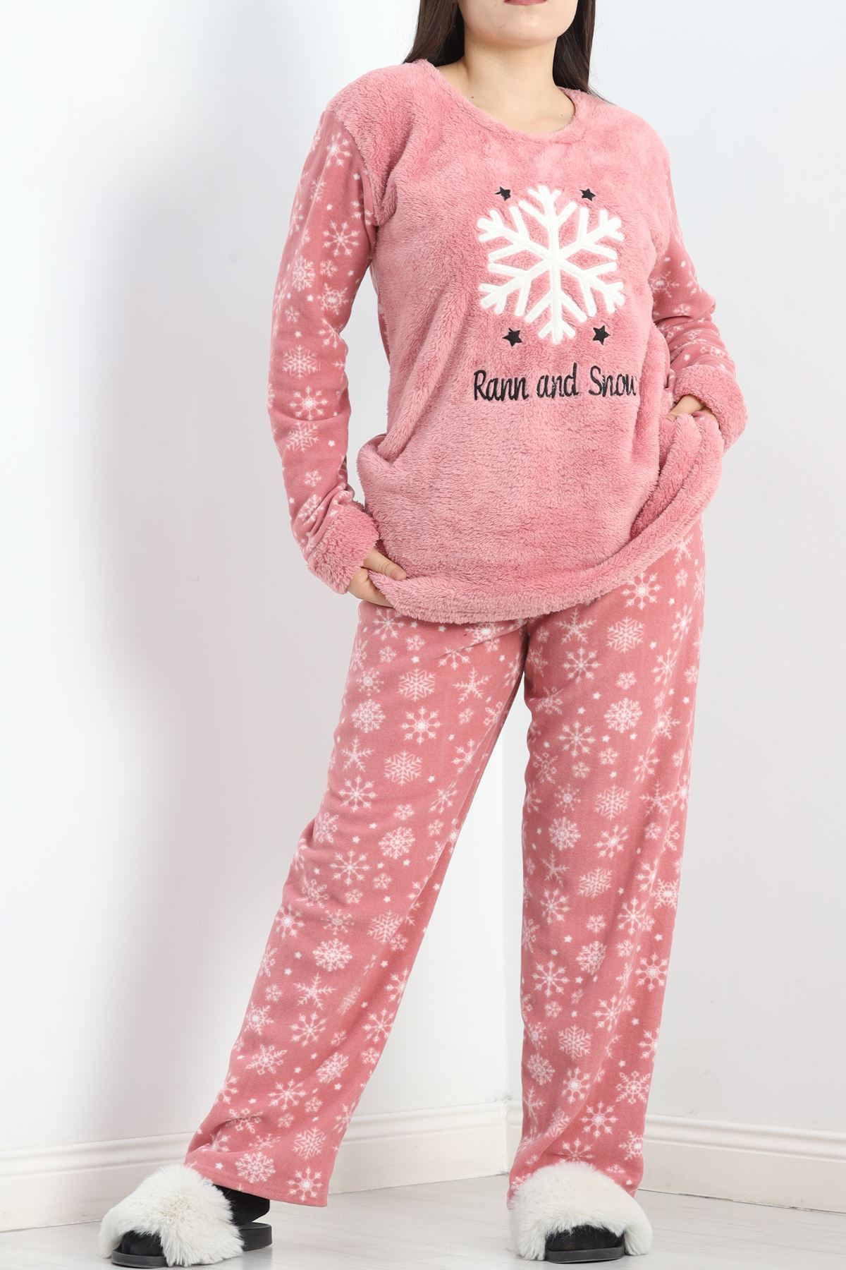 Battal Polar Pijama Takımı Pembe2