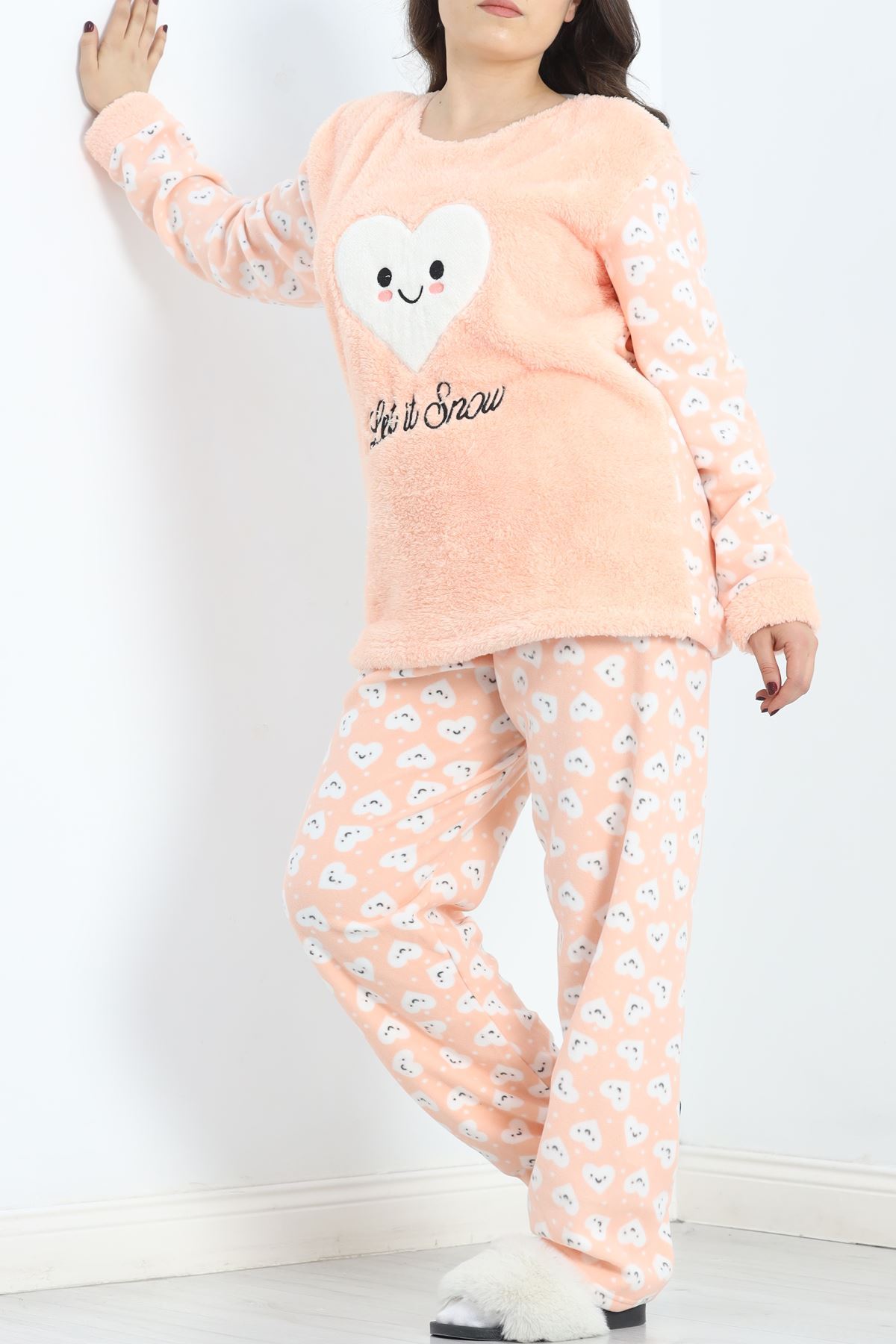 Battal Polar Pijama Takımı Somon1