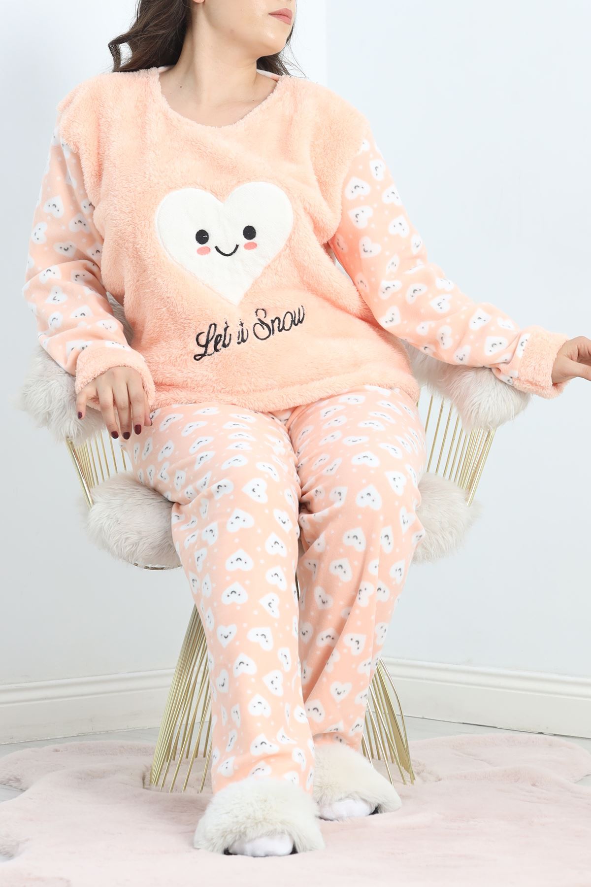 Battal Polar Pijama Takımı Somon1