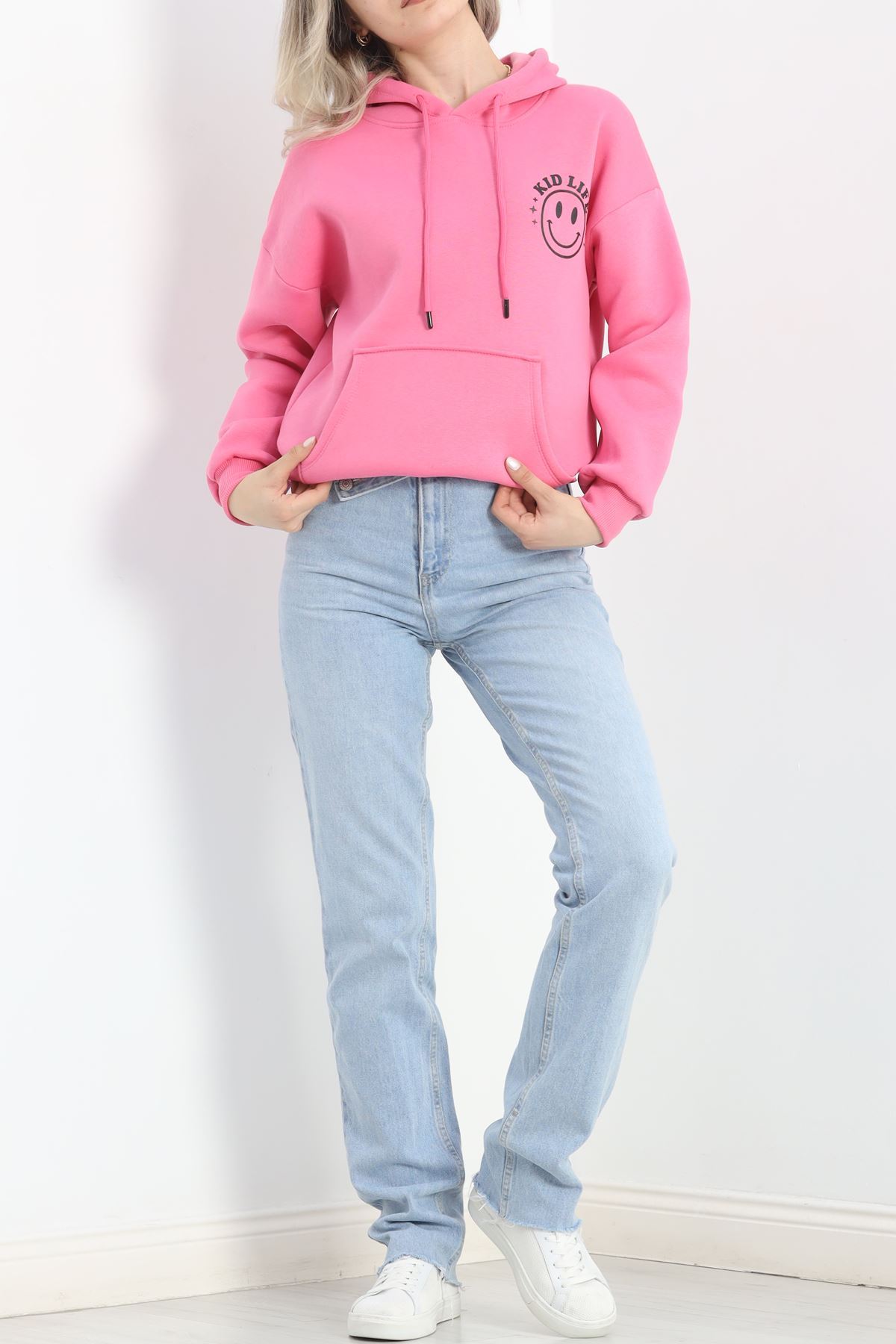 Baskılı Unisex Sweat Pembe