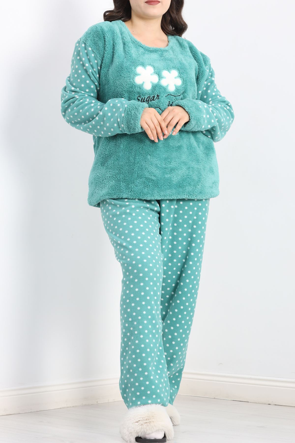 Battal Polar Pijama Takımı Mintyeşili