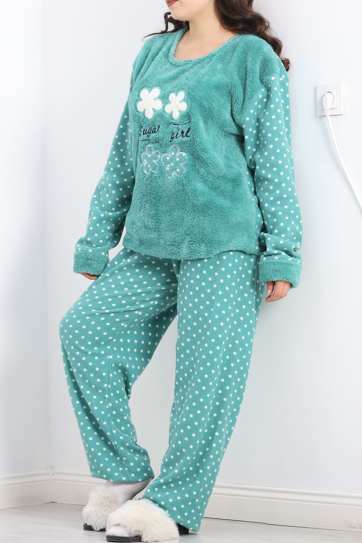 Battal Polar Pijama Takımı Mintyeşili