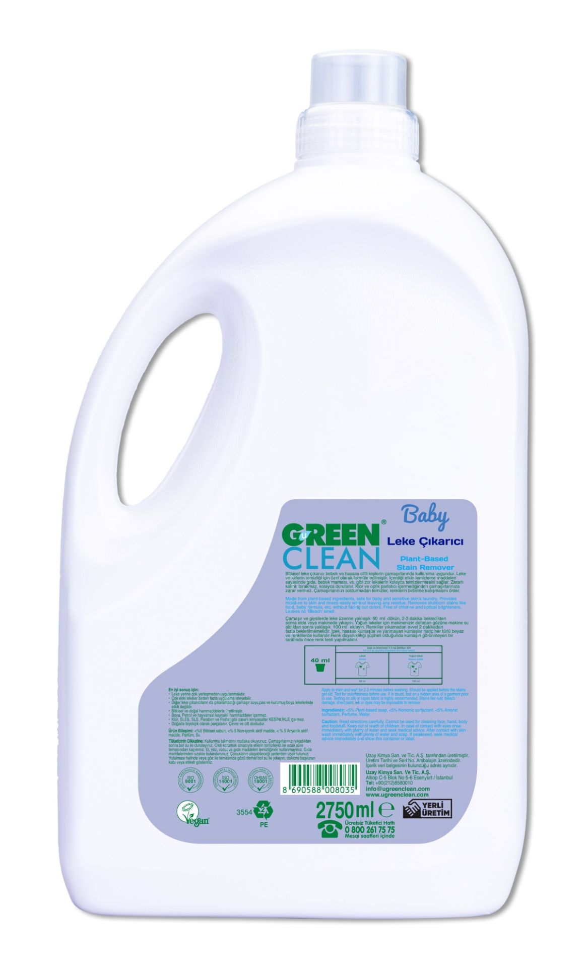 CLZ193 Green Clean  Bitkisel Leke Çıkarıcı 2750ml
