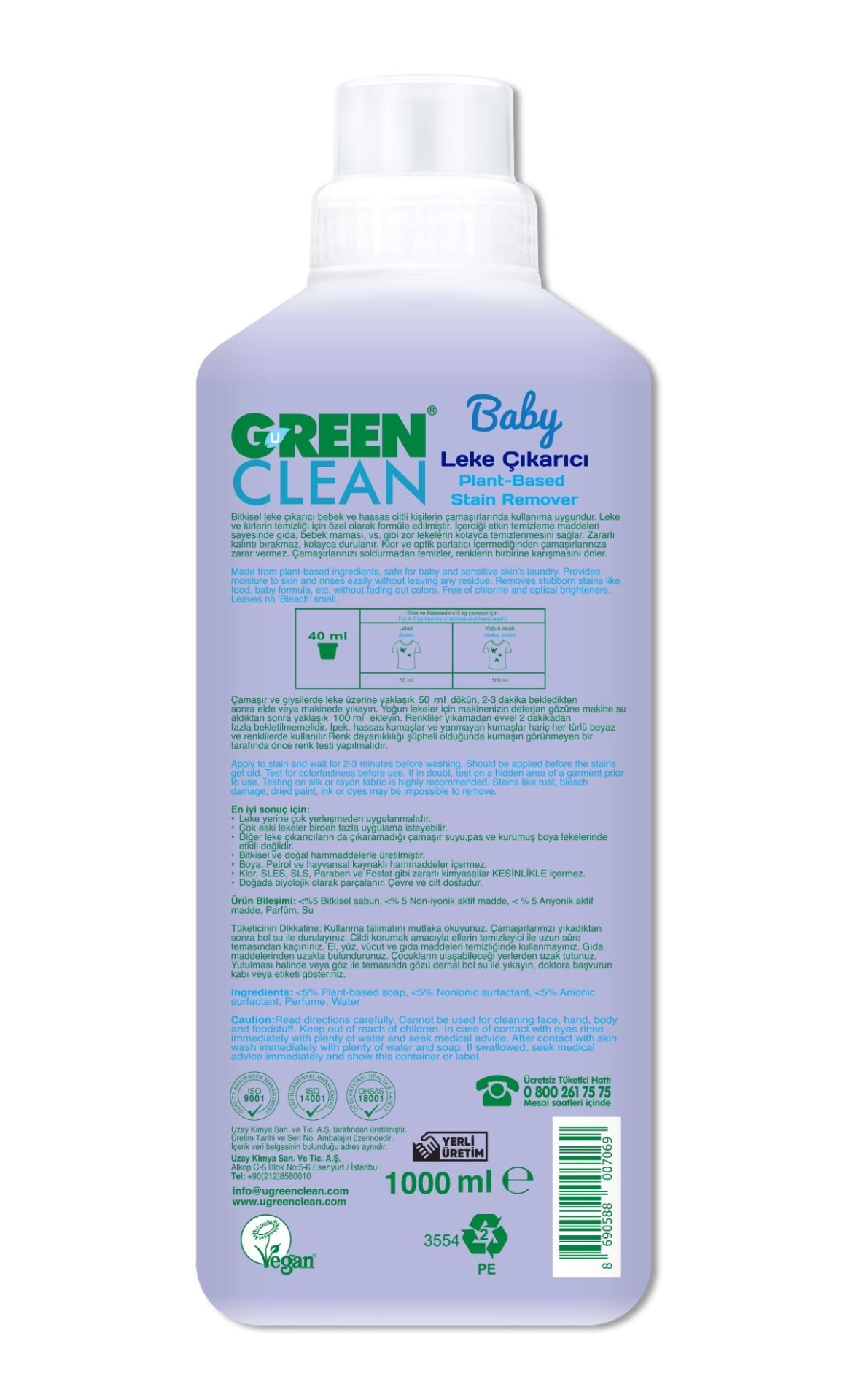 CLZ193 Green Clean  Bitkisel Leke Çıkarıcı 1000ml