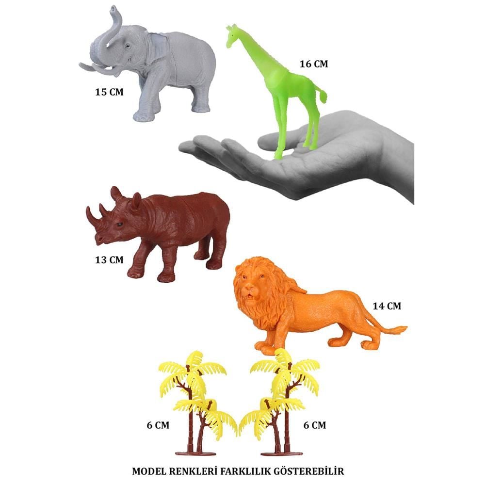 CLZ193 690 Toy Play 6 Parça Renkli Safari Hayvanları Figür Seti 13-16 cm