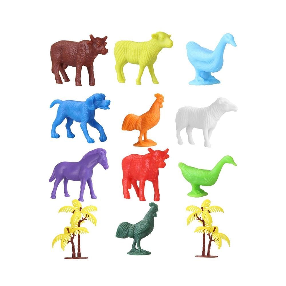 CLZ193 676 Toy Play 12 Parça Renkli Mini Çiftlik Hayvanları Figür Seti 4-6 cm