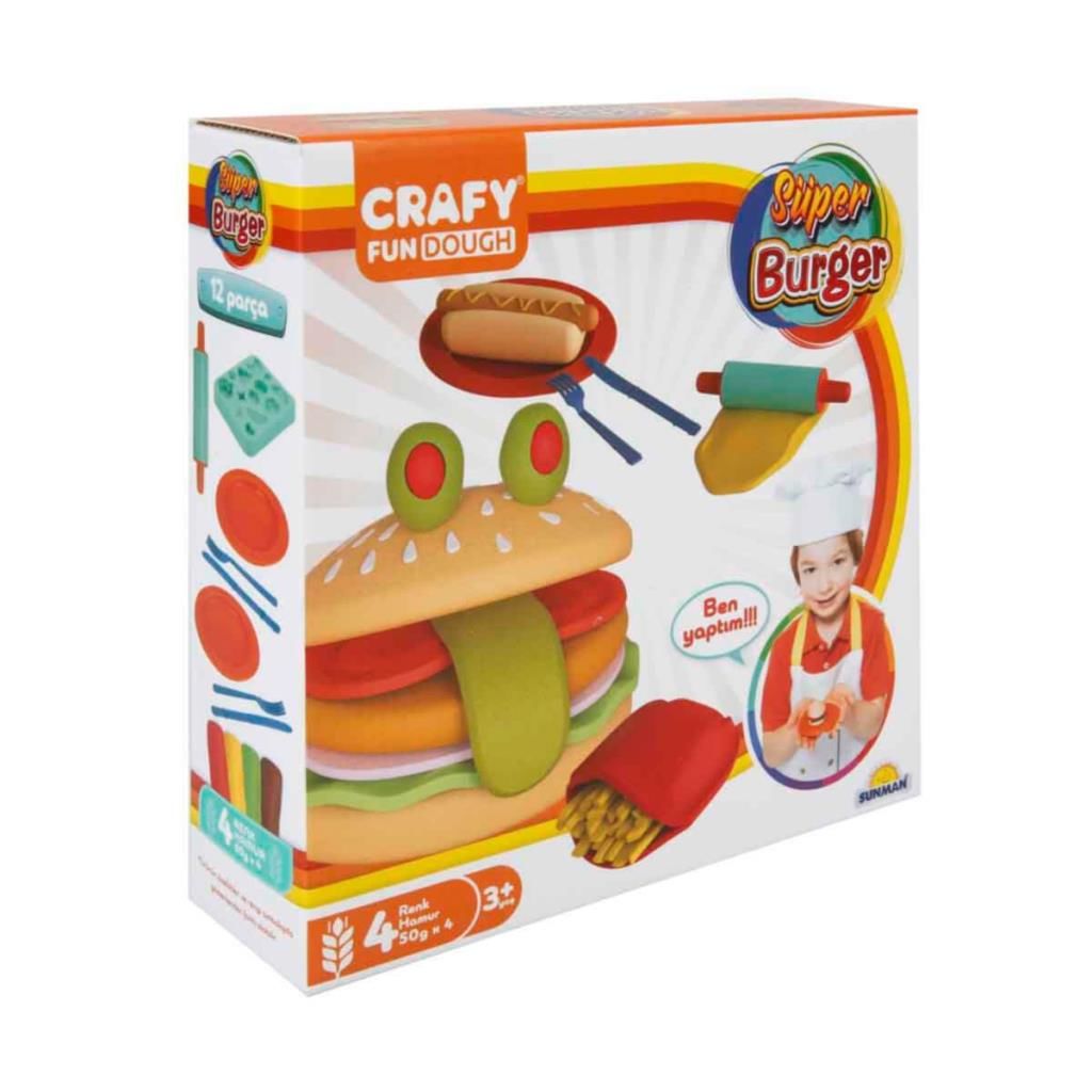 CLZ193 Nessiworld Crafy Süper Burger Oyun Hamuru Seti 200 gr. 12 Parça