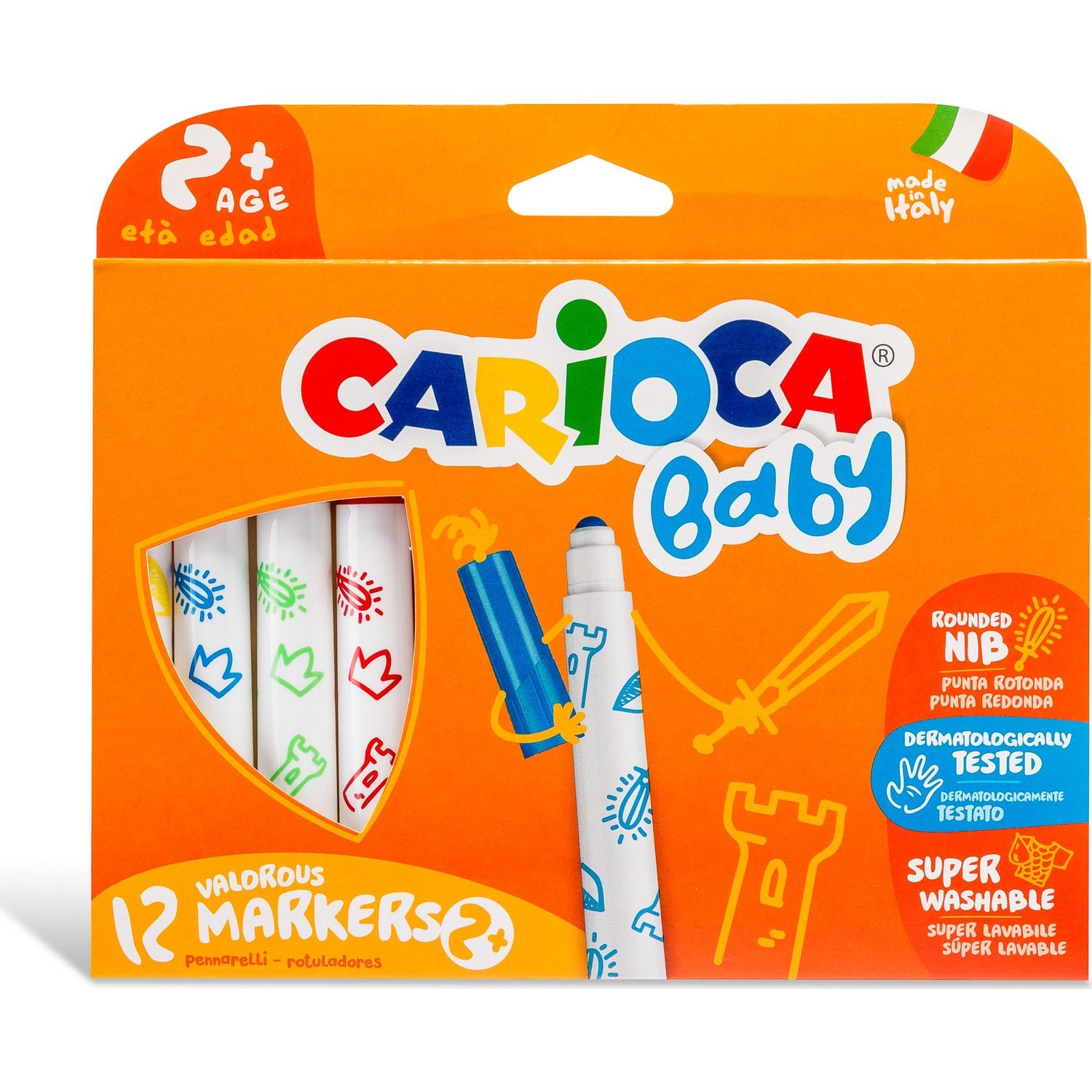 CLZ193 Carioca  Bebek Süper Yıkanabilir Keçeli Boya Kalemi 12Li