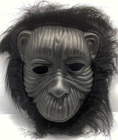 CLZ193 Siyah Renk  Goril Maskesi - Siyah Peluşlu Tüylü Orangutan Maskesi