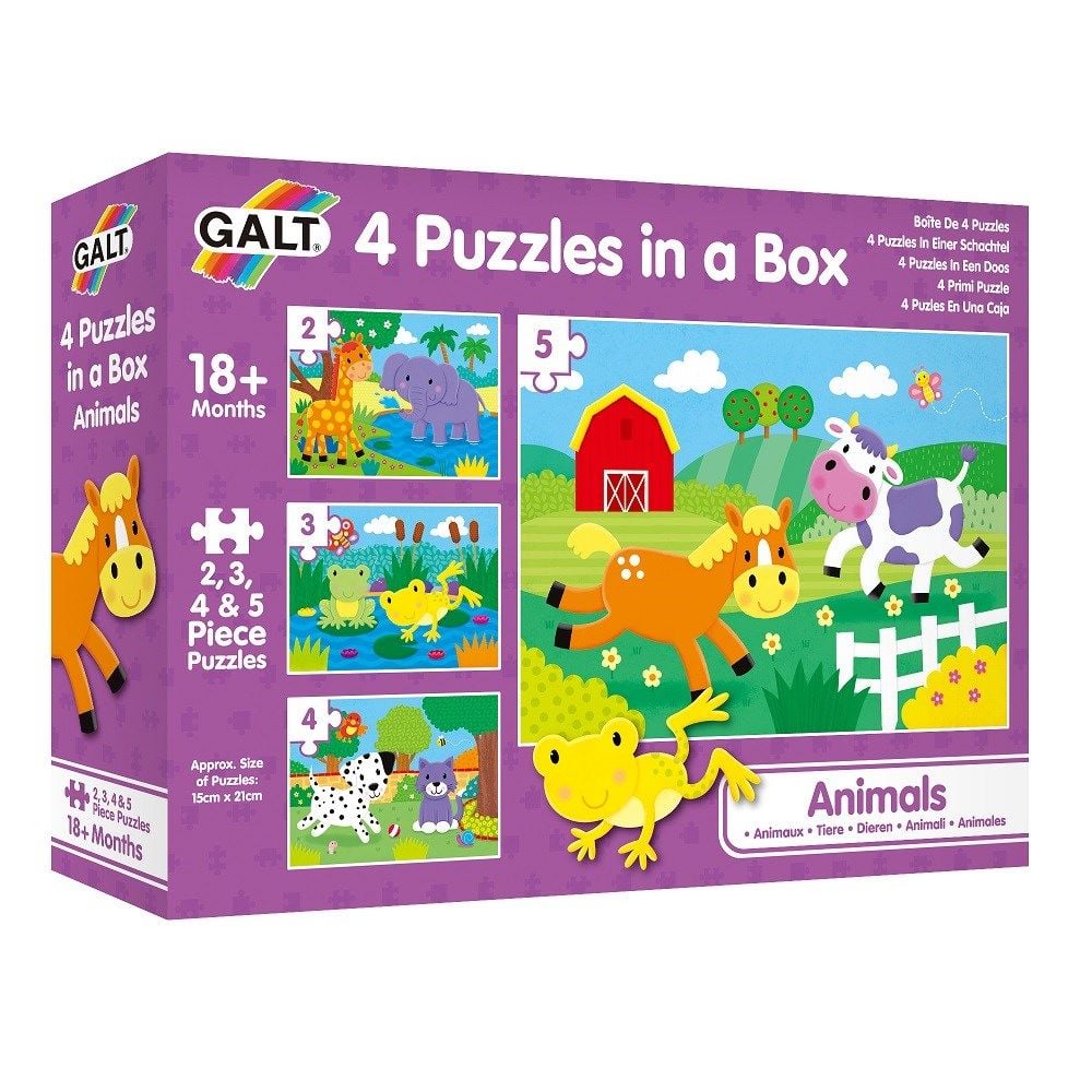 CLZ193 Galt Toys 4 Puzzles in a Box Animals 18 Ay+