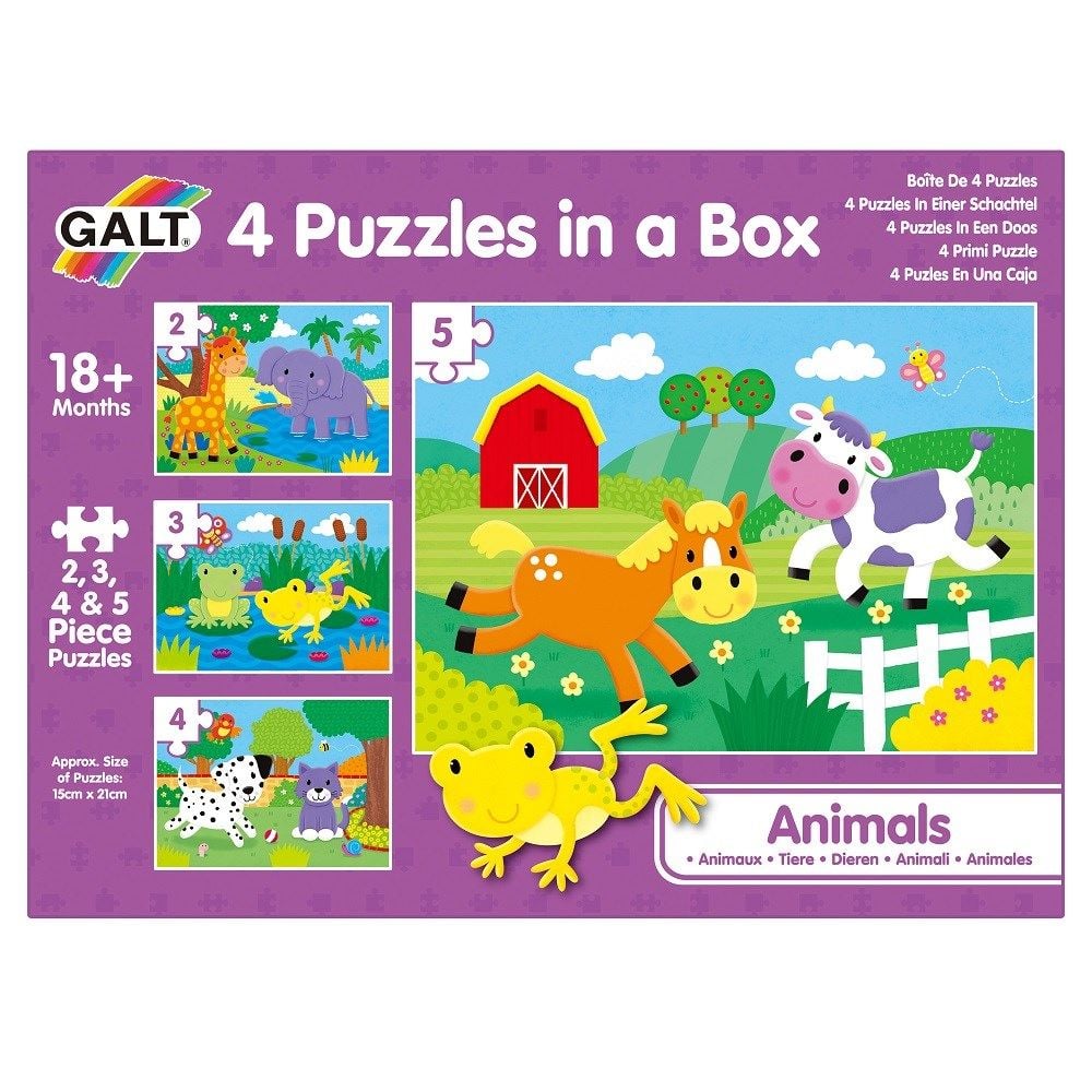 CLZ193 Galt Toys 4 Puzzles in a Box Animals 18 Ay+