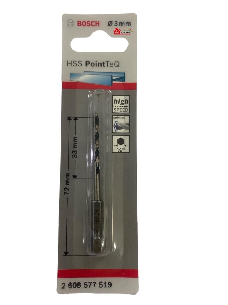 Pointteq Altıgen Şaftlı Hss Matkap Ucu 3 mm Pointteq Altıgen Şaftlı Hss Matkap Ucu 3 mm