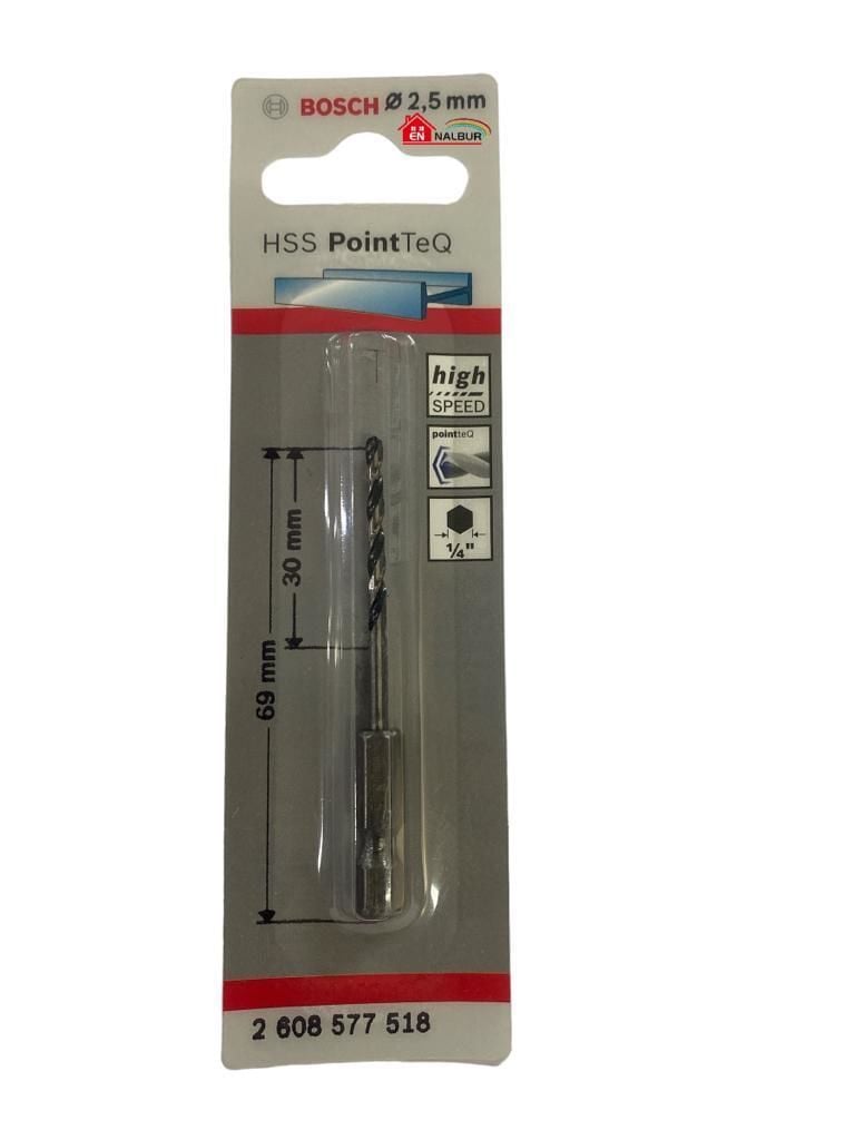 Pointteq Altıgen Şaftlı Hss Matkap Ucu 2,5 mm Pointteq Altıgen Şaftlı Hss Matkap Ucu 2,5 mm