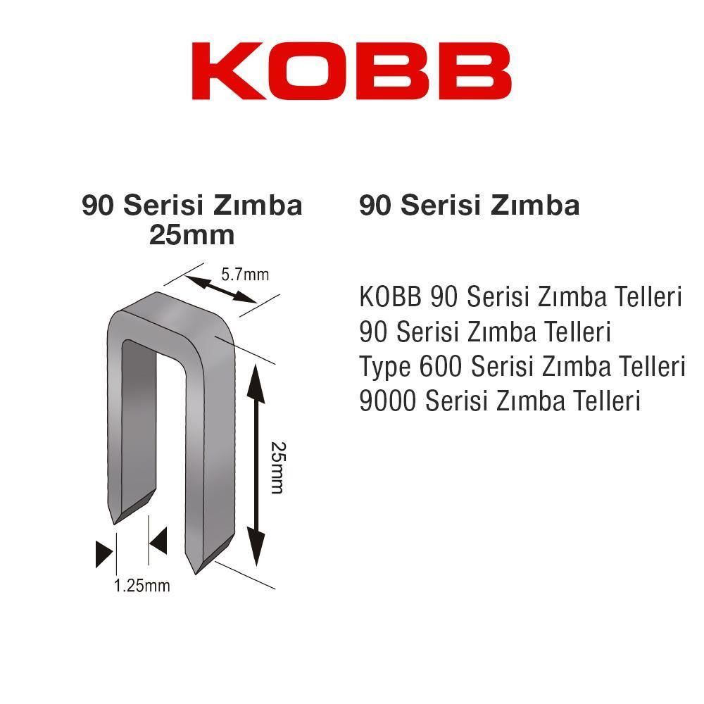 CLZ202 Kobb KBZ9025 25 mm 2500 Adet U Zımba Teli