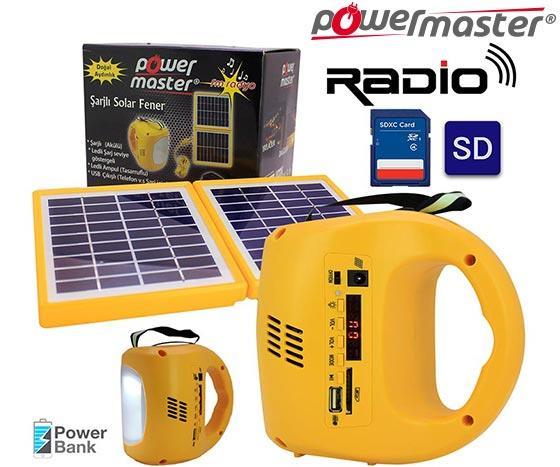 CLZ202 Power Master 33400 Çift Solar Panelli  Radyolu Fener