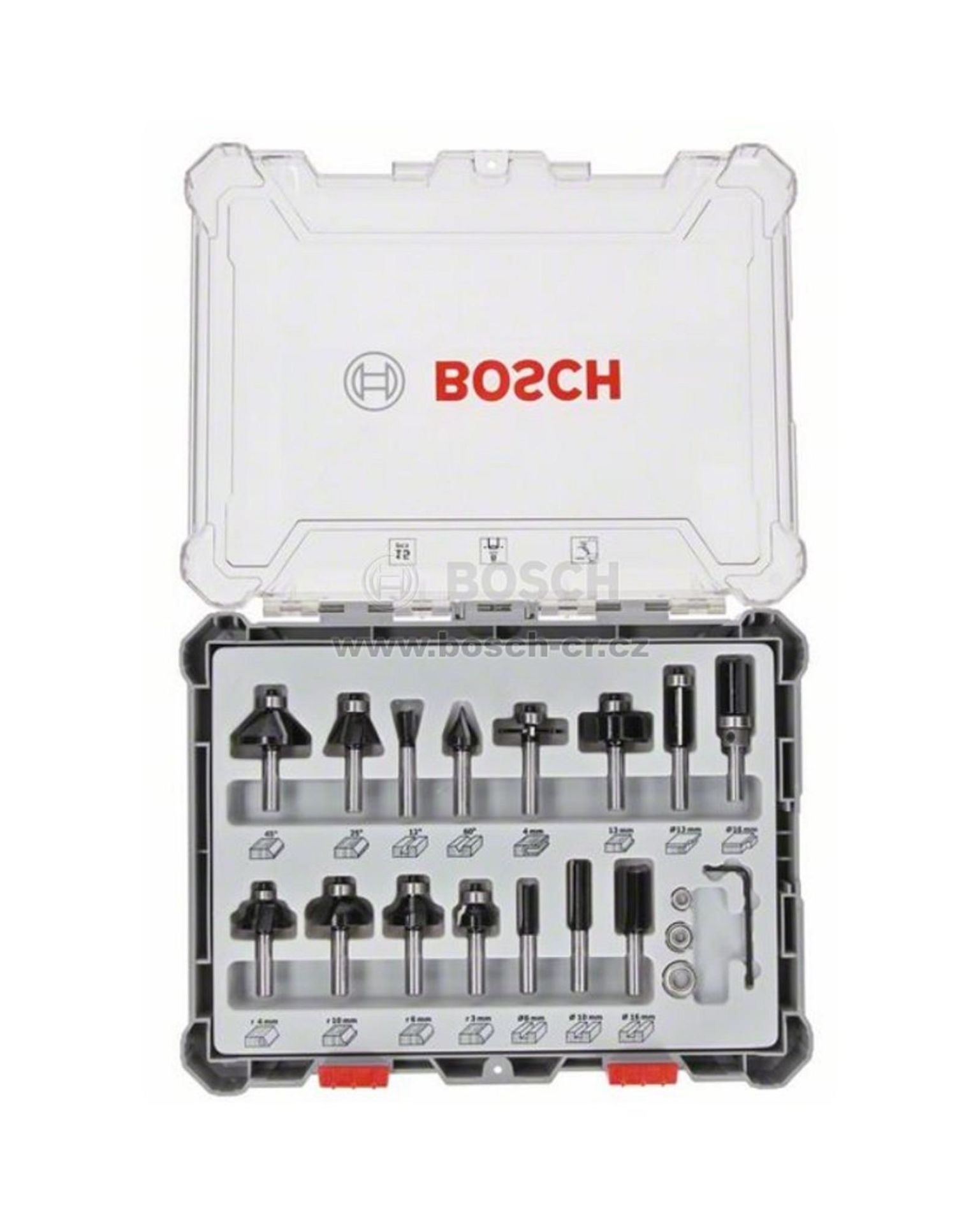 CLZ202 Bosch 15 Parça Karışık Freze Ucu Seti 8 mm Şaft