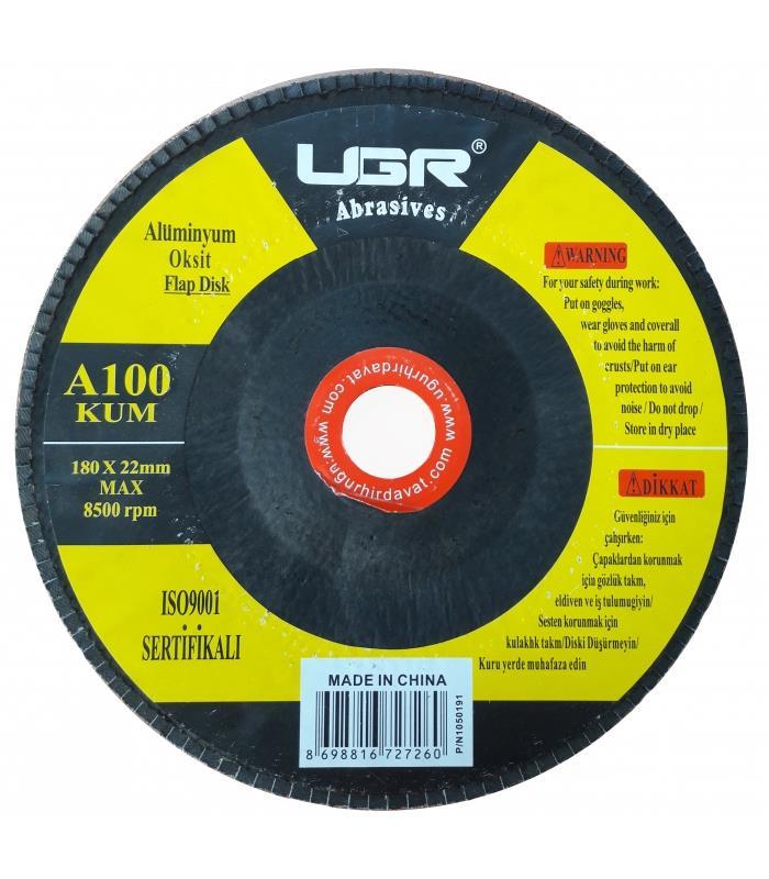 CLZ202 UGR Alüminyum Oksit Flap Disk Zımpara 100 Kum 180 mm