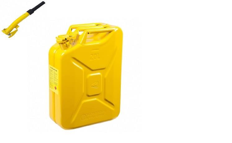 CLZ202 KNC 10 Litre Sarı Metal Benzin Bidonu Hortum Dahil