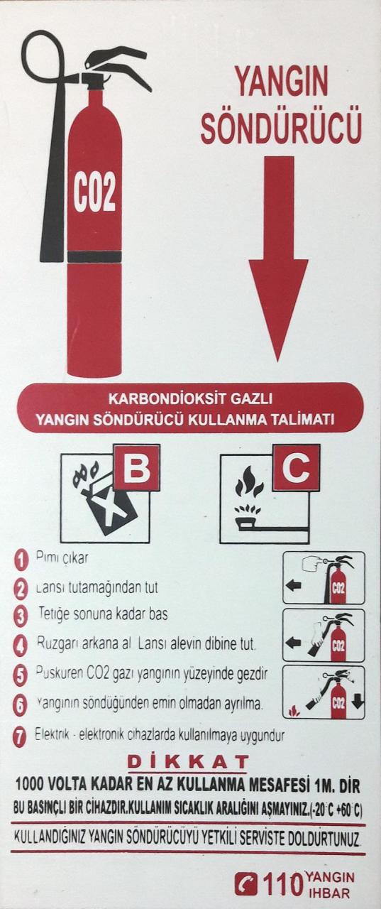 CLZ202 Yangın Söndürücü Uyarı Levhası 12,5x30 KOD: CO2